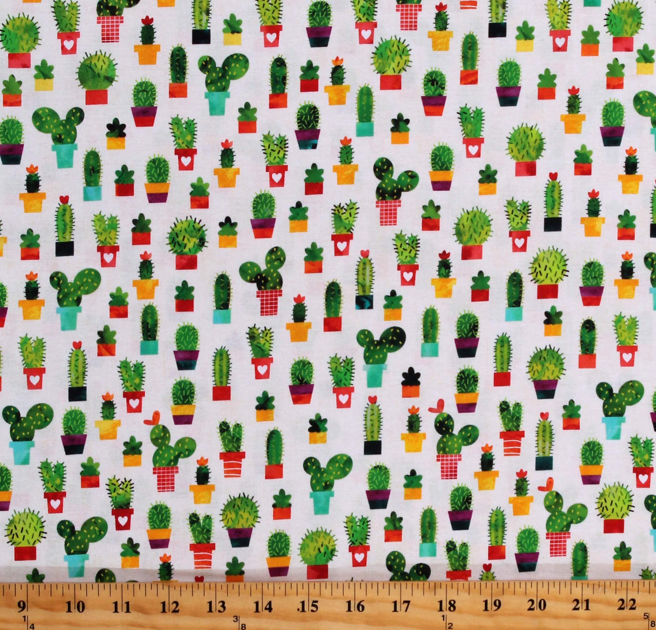 Cotton Cactus Print Fabric by The Yard - Desert Plant & Chili Smiles Design for DIY Home Decor, Quilting, and Sewing Projects (D588.46)