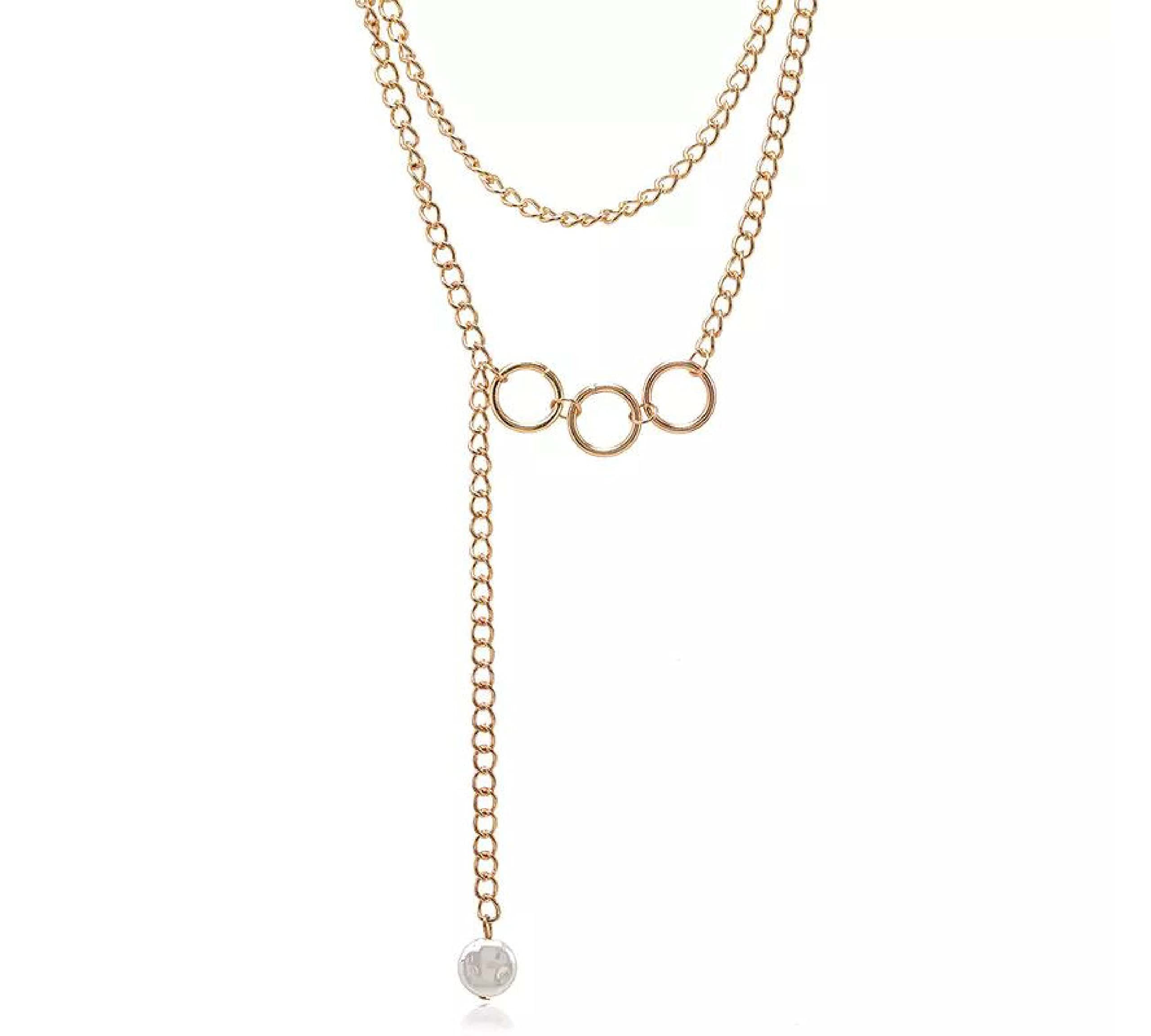 Elegant Triangle Necklace with Triple Circle Pendant for Women & Girls | Trendy Layering Jewelry for Everyday Wear, Parties & Gifts