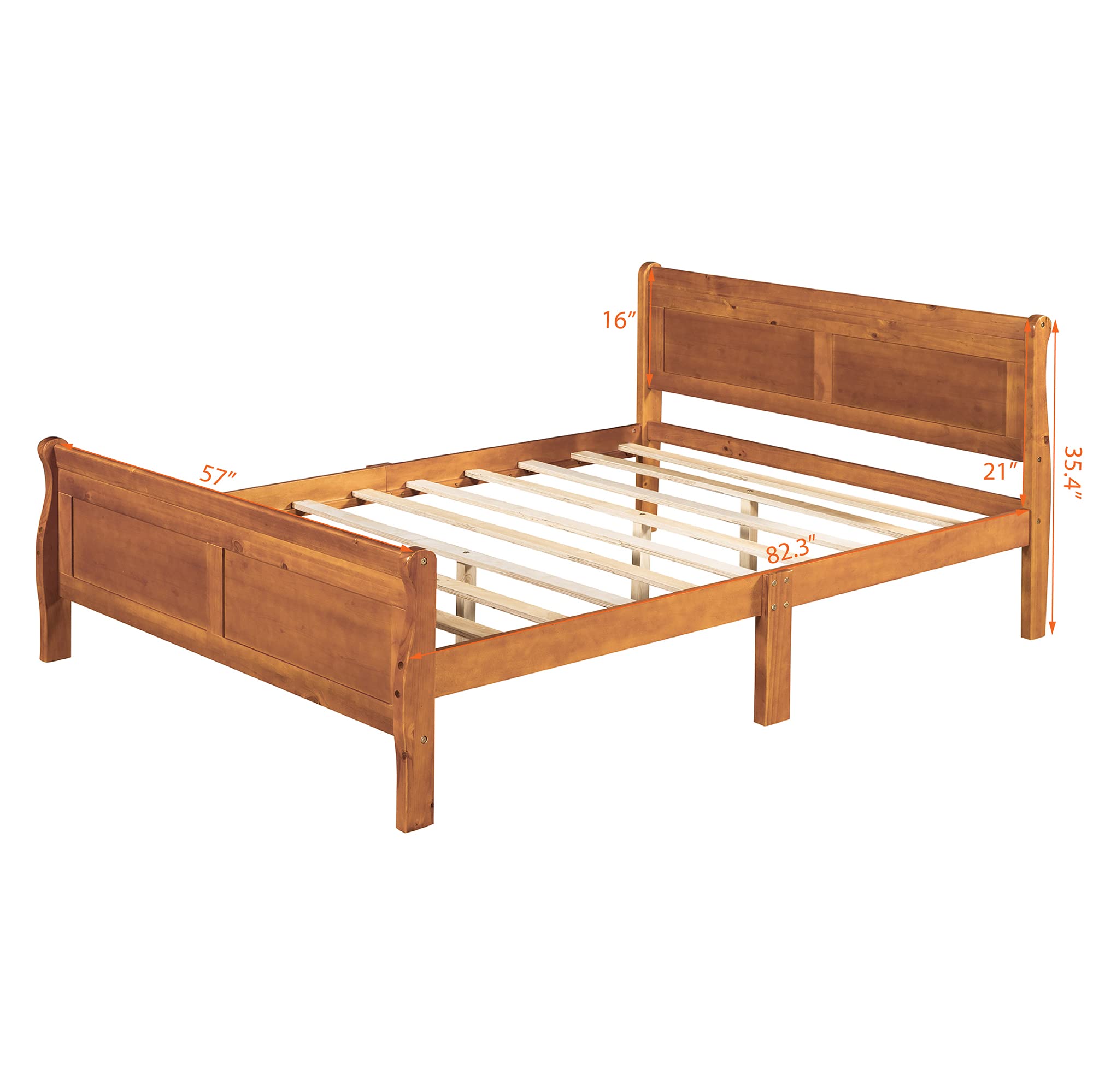 Harper & Bright Designs Full Size Wooden Bed Frame with Headboard and Footboard - Sturdy Platform Bed for Kids, No Box Spring Needed - Solid Oak Construction - Perfect for Boys and Girls Bedrooms, Dorm Rooms, and Guest Rooms