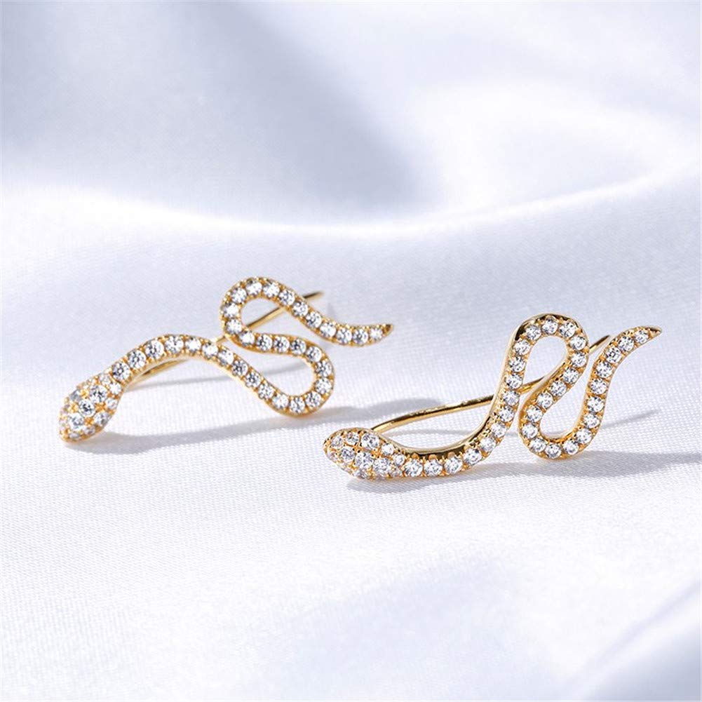Jeulia 1.65 Carat Diamond Climber Earrings for Women - 925 Sterling Silver Snake Stud Earrings 14K Gold Plated Hypoallergenic Jewelry - Perfect for Parties, Weddings & Everyday Elegance