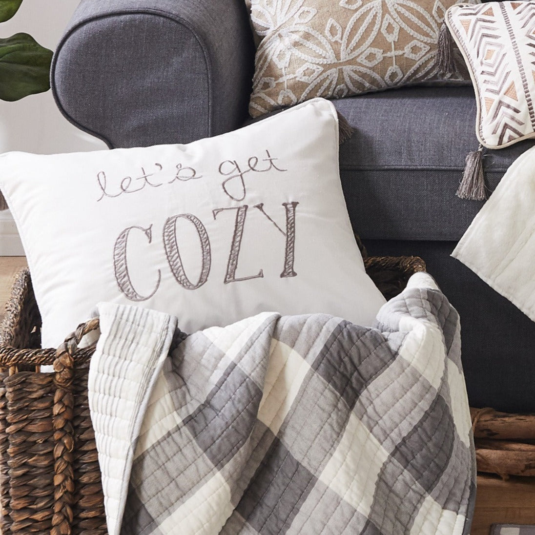 Camden Let's Get Cozy Tassel Pillow - Soft Decorative Throw Pillow for Sofa, Bed & Home Decor - Perfect for Living Room, Nursery & Cozy Spaces