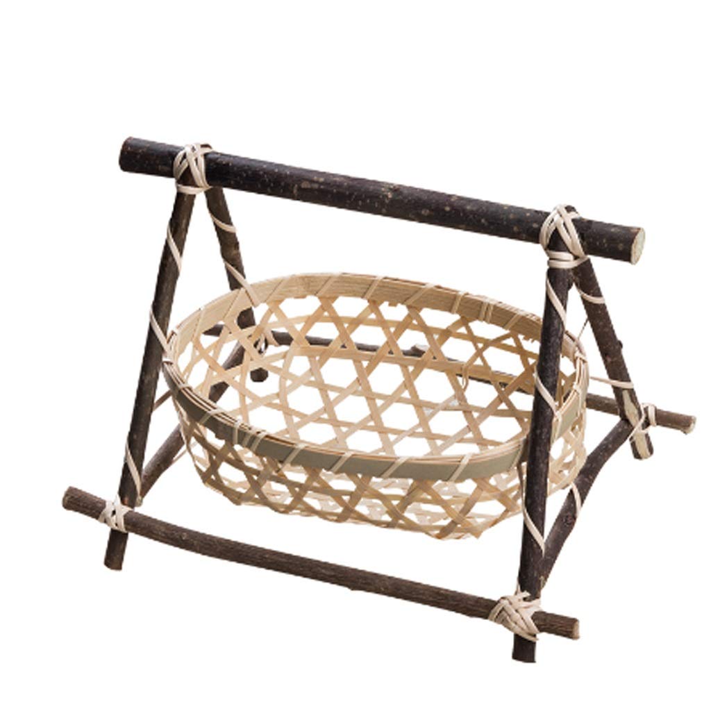 RENSLAT Handmade Bamboo Storage Basket - Eco-Friendly Kitchen Organizer for Nuts, Snacks, Bread & Picnic Food | Perfect for Pantry, Countertop & Dining Table Organization