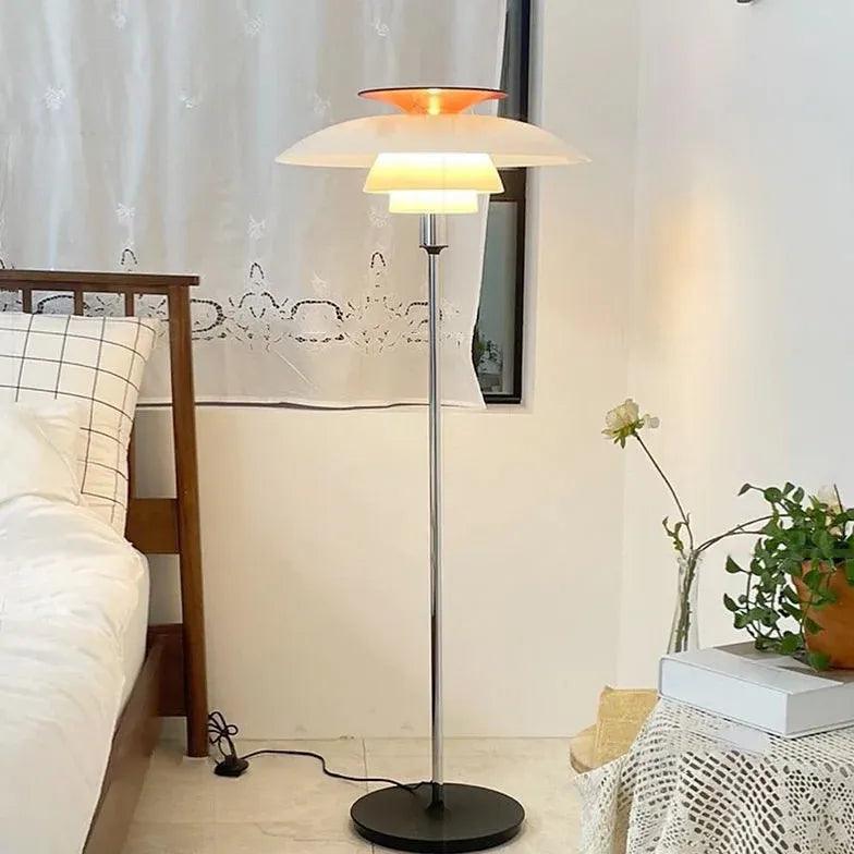Modern Two-Tone Multi-Layer Shade Floor Lamp - Stylish Lighting for Living Room, Bedroom & Office Decor