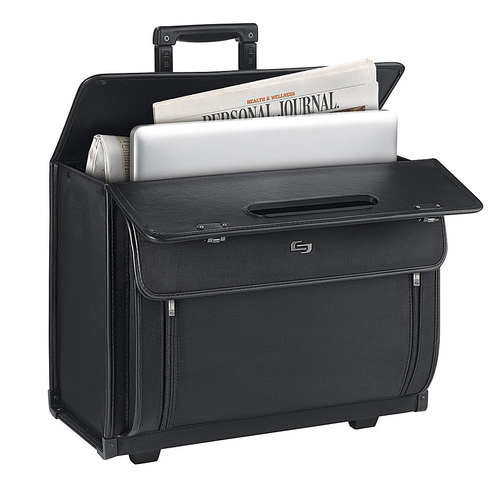 Solo New York Herald Rolling Catalog Case - Padded 16 Inch Laptop Compartment, Dual Combination Locks, 2-Wheel Hard Sided Briefcase for Men & Women (Black) - Perfect for Business Travel, Office Commute & Professional Meetings