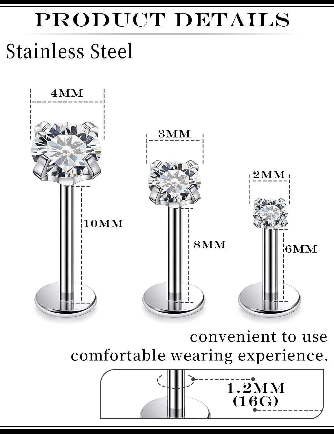 16G Lip Rings - Surgical Steel Labret Jewelry for Monroe, Medusa, Snake Bite Piercings - Silver, Black & Gold Options - Perfect for Conch, Tragus, Forward Helix & Cartilage Earrings - Stylish Body Jewelry for Women (Great for Parties, Date Nights & Self-Expression)