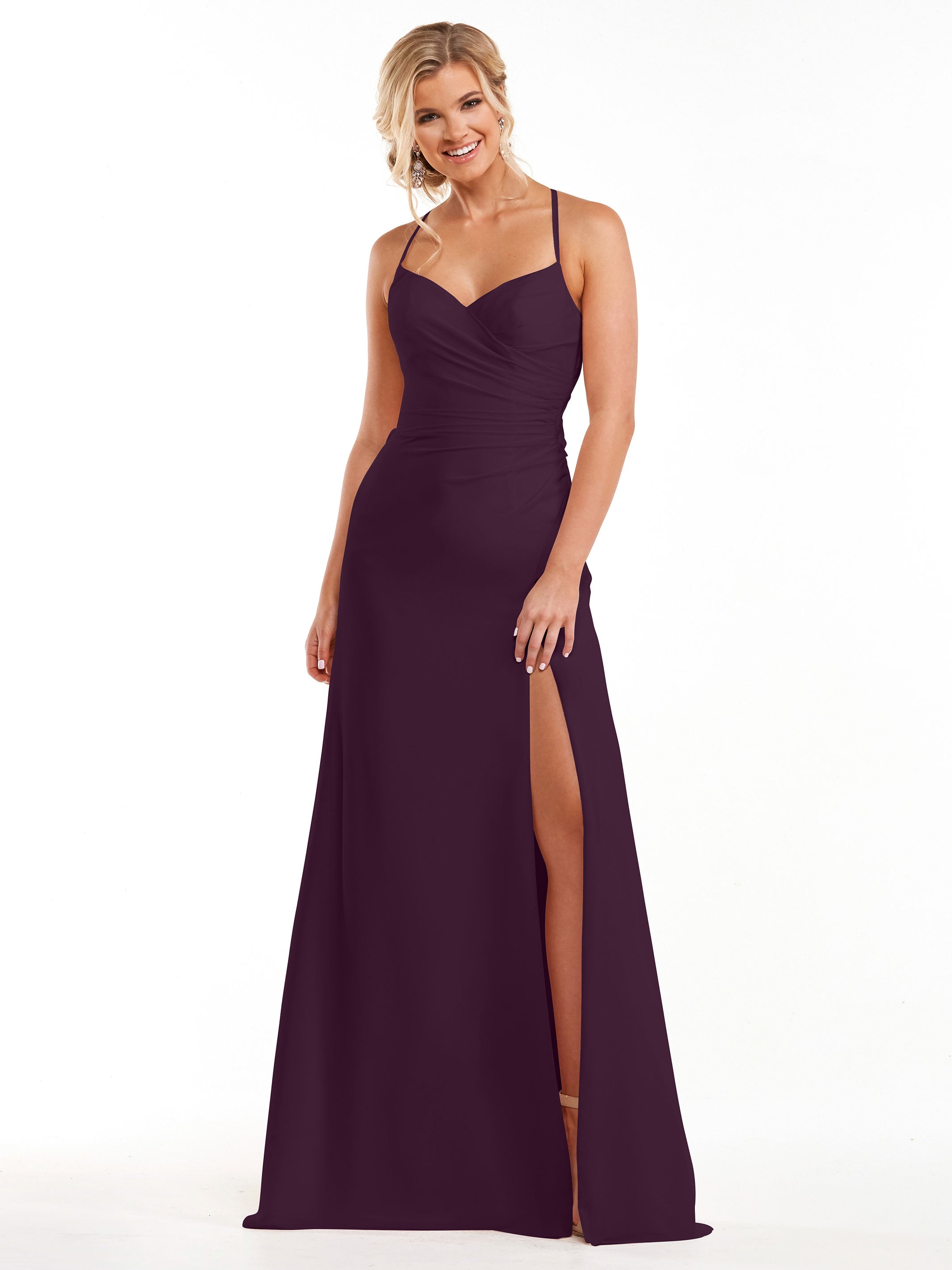 Elegant A-Line Chiffon Bridesmaid Dress with High Slit - Perfect for Weddings, Formal Events & Evening Parties