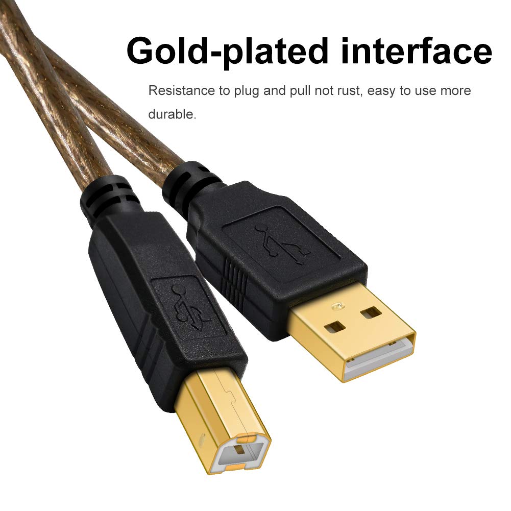 Yeung Qee 5m USB 2.0 Printer Cable - High Speed A Male to B Male Scanner Cord for HP, Canon, Lexmark, Dell, Xerox, Samsung Printers - Perfect for Office, Home & Studio Printing Needs (5 Meter)