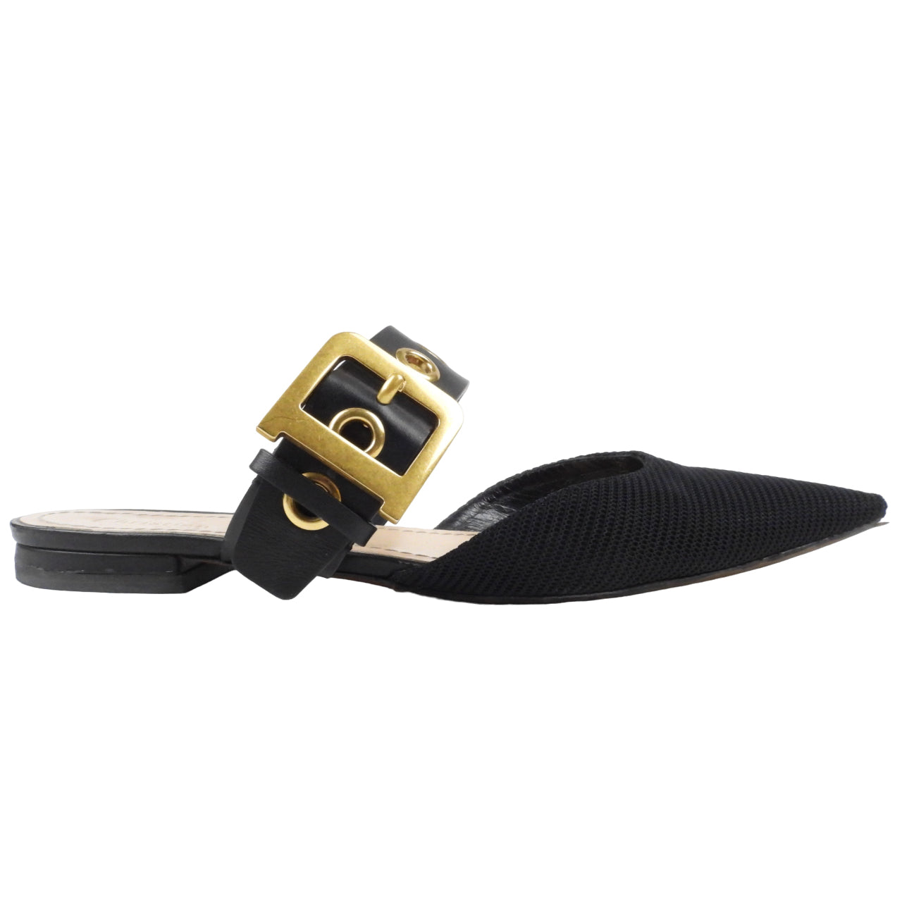 Dior D Dior Black Technical Fabric and Leather Flat Mules - Women's Luxury Slip-On Shoes Size 39 - Perfect for Casual Outings, Office Wear & Evening Events