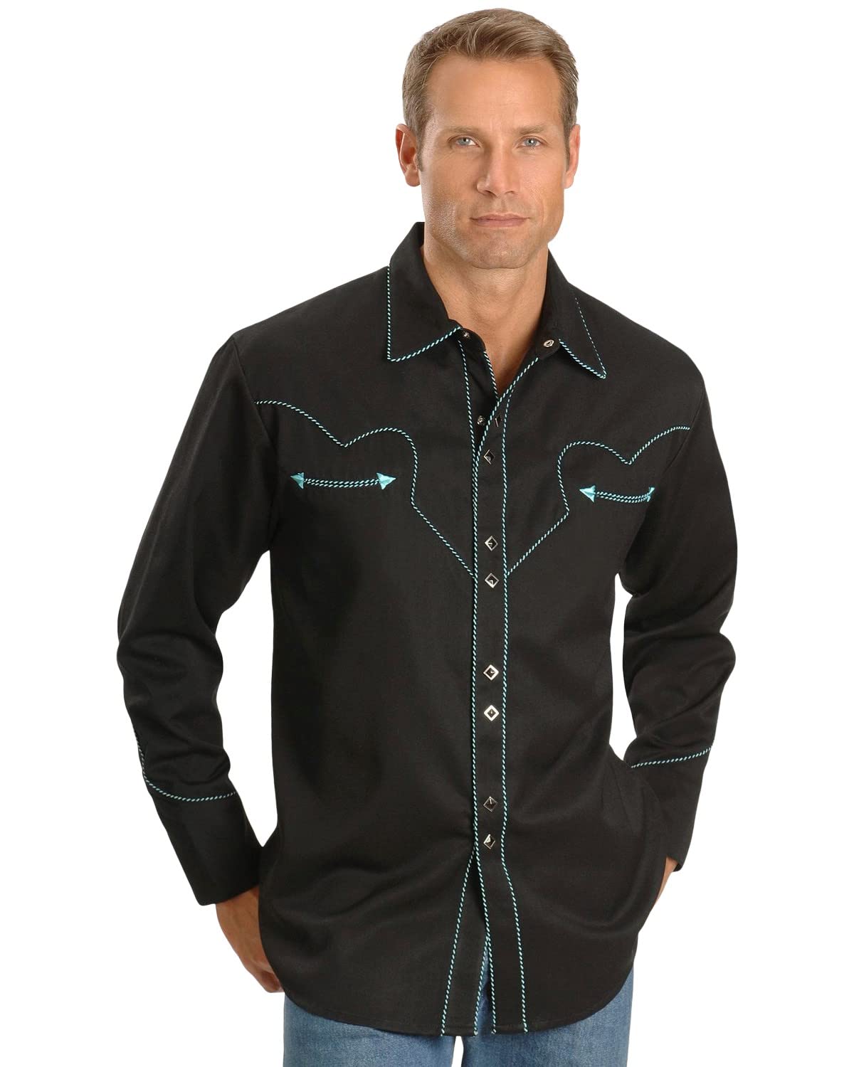 Stylish Scully Solid Snap Front Shirt with Candy Cane Piping - Perfect for Casual Wear, Holiday Parties & Western Fashion (P726 CRI)