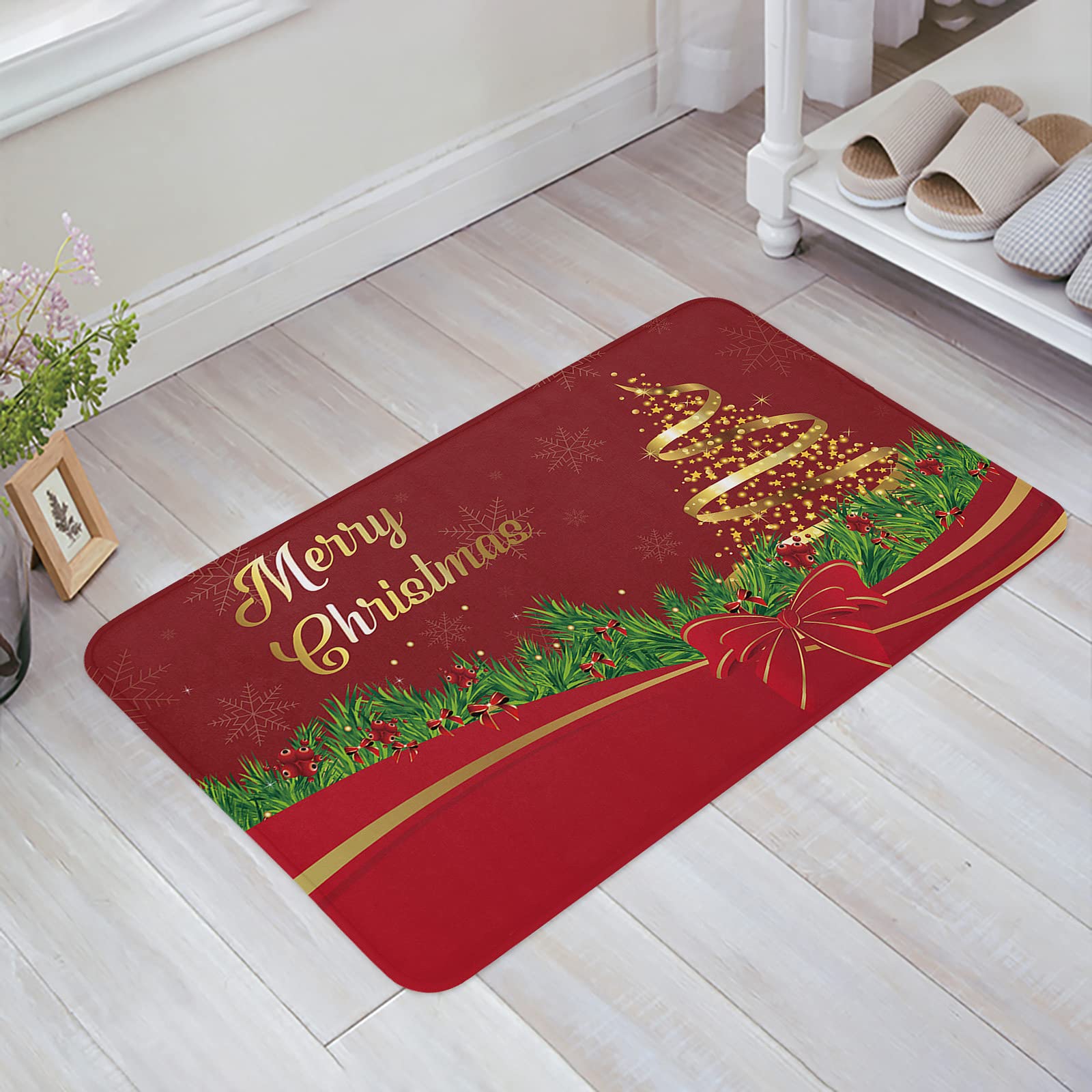 18x30in Christmas Outdoor Rug - Absorbent Door Mat for Bedroom, Kitchen & Bathroom Decor