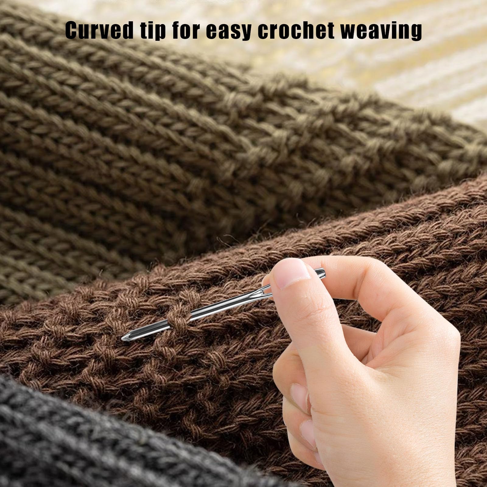 29-Piece Large Eye Yarn Needles Set - Blunt Tapestry & Sewing Needles with 8 Curved, 9 Straight Needles & 10 Stitch Markers for Crochet & Knitting | Includes 2 Needle Threaders | Perfect for Hand Sewing, Embroidery & DIY Craft Projects