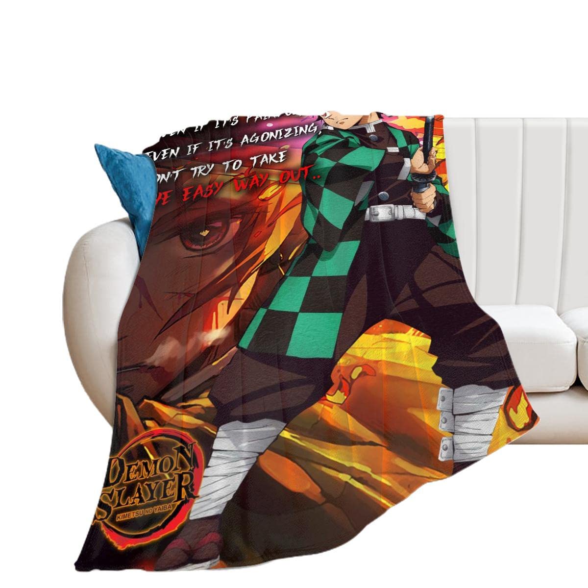 Tanjiro Demon Slayer Blanket - Hypoallergenic Lightweight Throw Blanket 50x40 Inches for Anime Fans, Cozy Bedding & Office Comfort - Perfect for Holidays, Autumn Nights, and Anime-Themed Decor