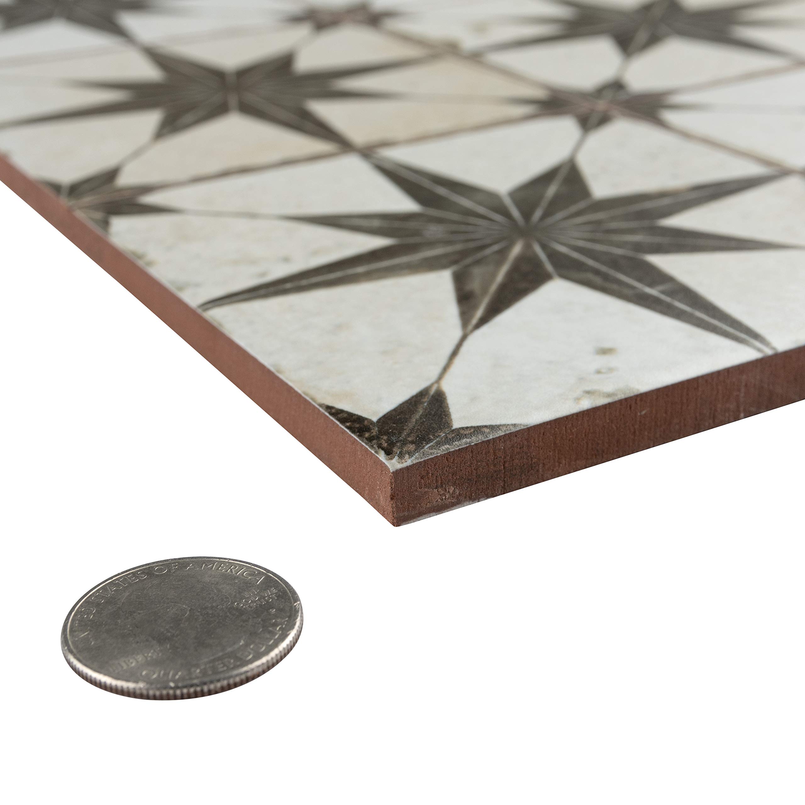 Merola Tile Harmonia Kings Star Nero 13x13 Inch Ceramic Floor & Wall Tile - Perfect for Kitchen Backsplash, Bathroom & Living Room Decor