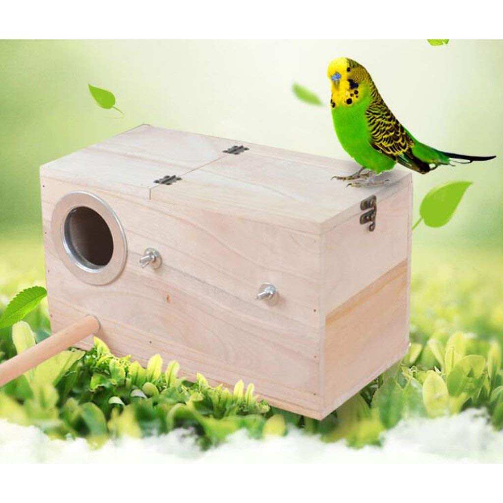 Inzopo Solid Wood Budgie Nest Box - Natural Wooden Bird House for Budgies, Lovebirds & Parakeets | Safe Breeding & Nesting Box for Pet Birds | Perfect for Aviaries, Cages & Bird Sanctuaries