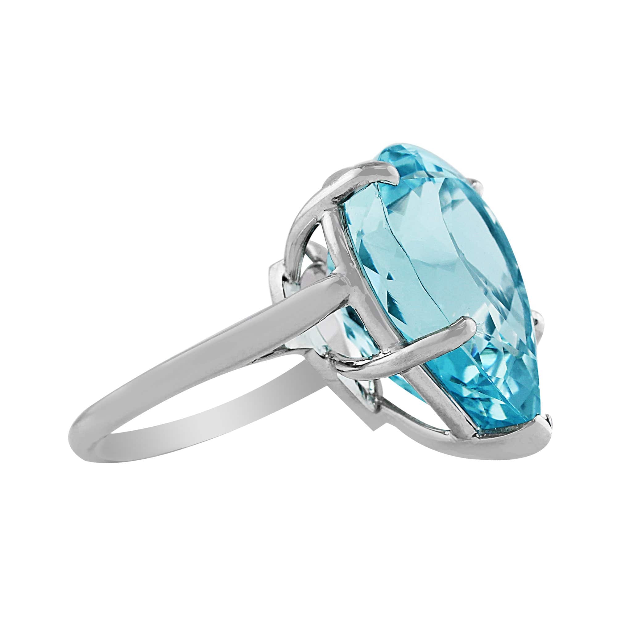 14K White Gold 16ct Aquamarine Ring for Women - Elegant March Birthstone Jewelry Gift for Anniversary, Engagement & Special Occasions
