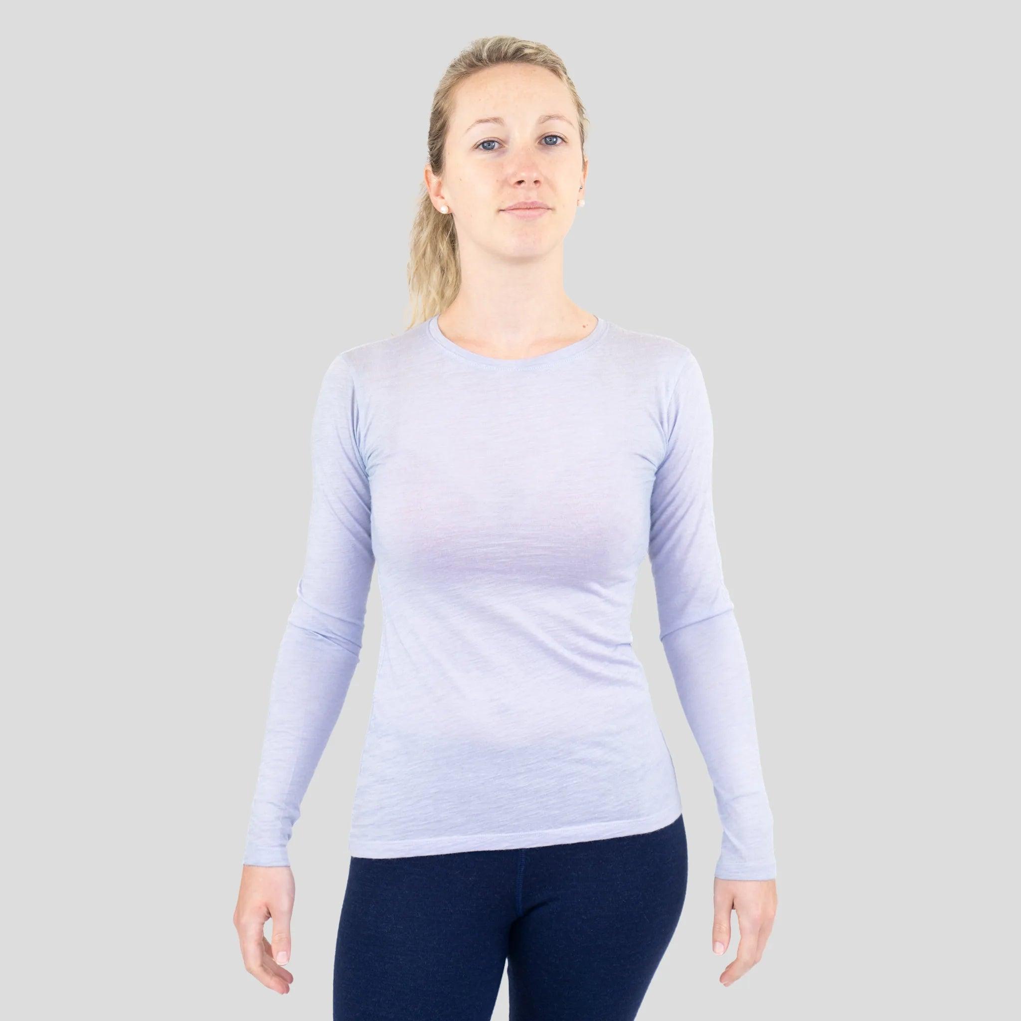 Ultralight Women's Alpaca Wool Long Sleeve T-Shirt - 160 GSM Soft & Warm Base Layer for Winter Hiking, Yoga & Casual Wear