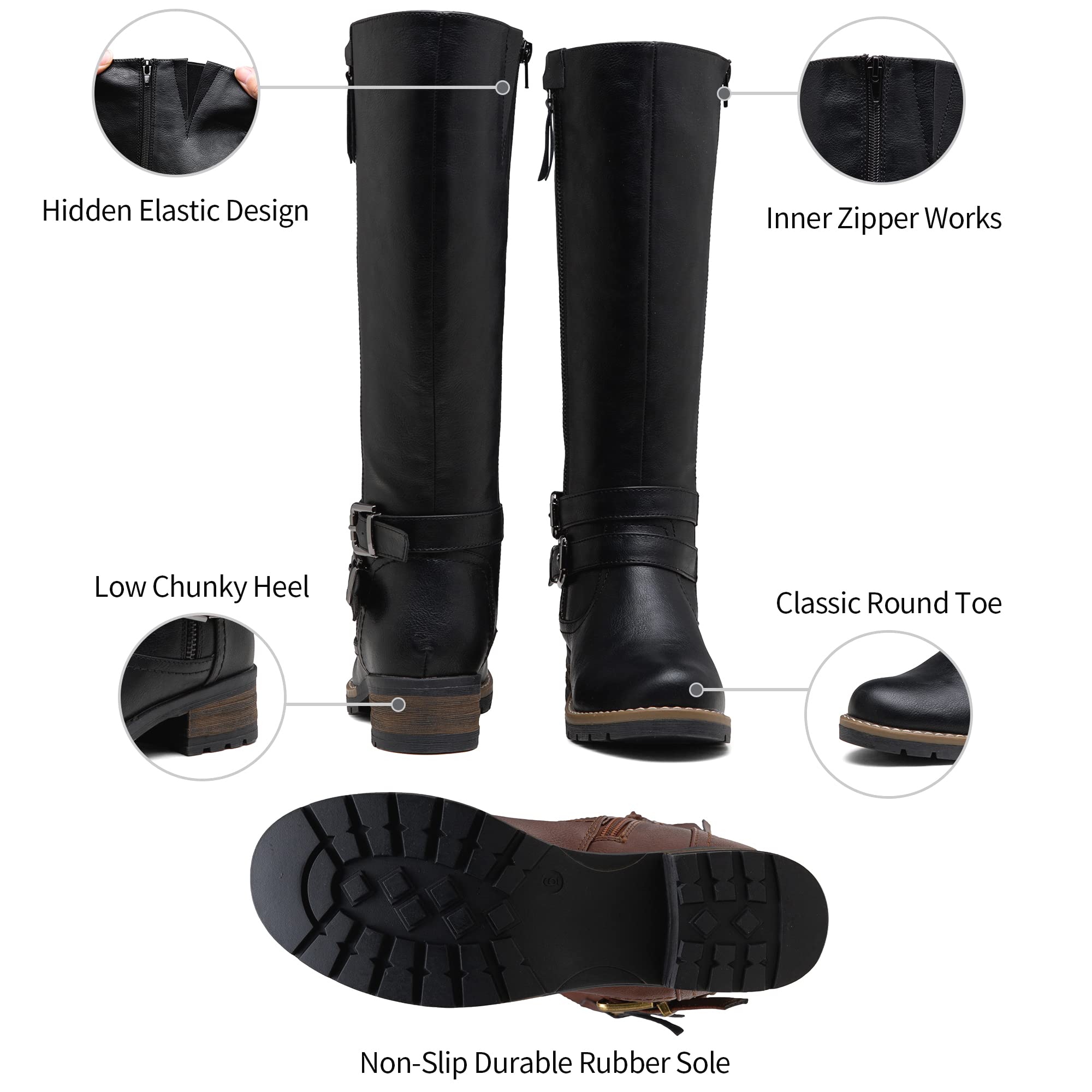 Jeossy 9660 Women's Knee High Riding Boots - Classic Tall Boots with Low Heel, Inside Functional Zipper & Decorative Outer Zip | Perfect for Equestrian, Casual Wear & Winter Fashion