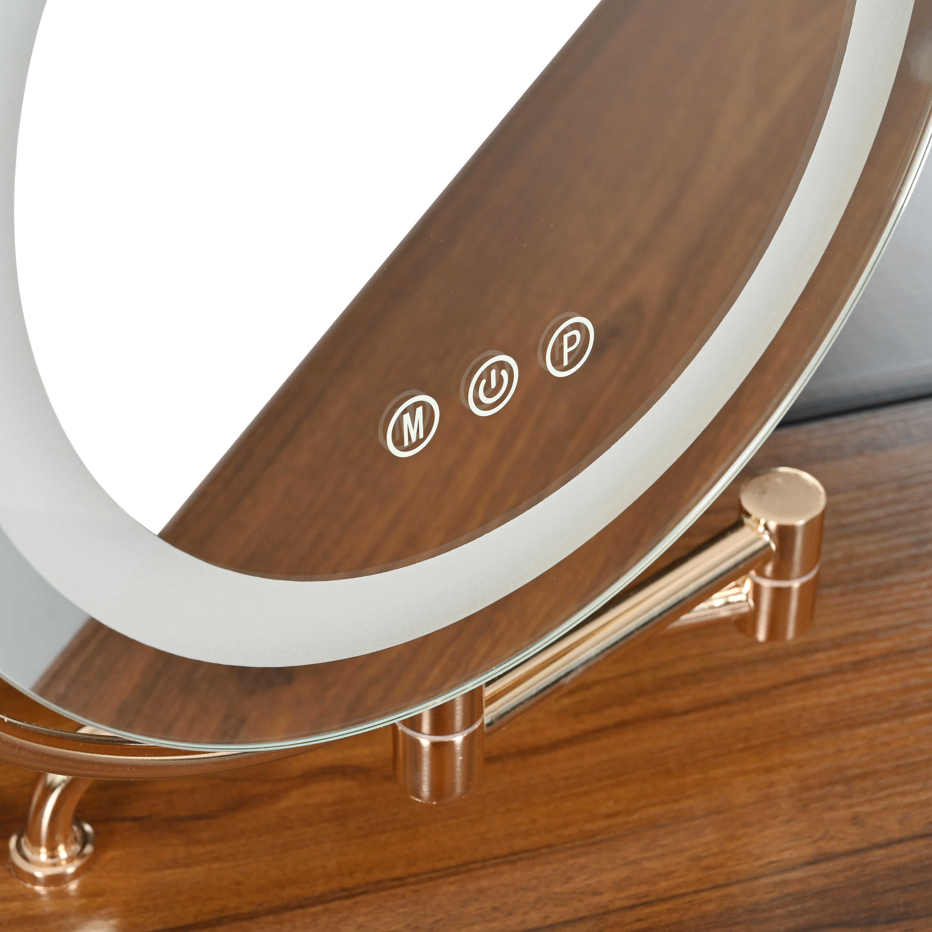 Modern Corner Makeup Vanity Desk with LED Lights & Adjustable Mirror - Walnut Dressing Table Set with Stool & Large Storage for Small Spaces | Perfect for Bedroom, Apartment & Studio Makeup Organization