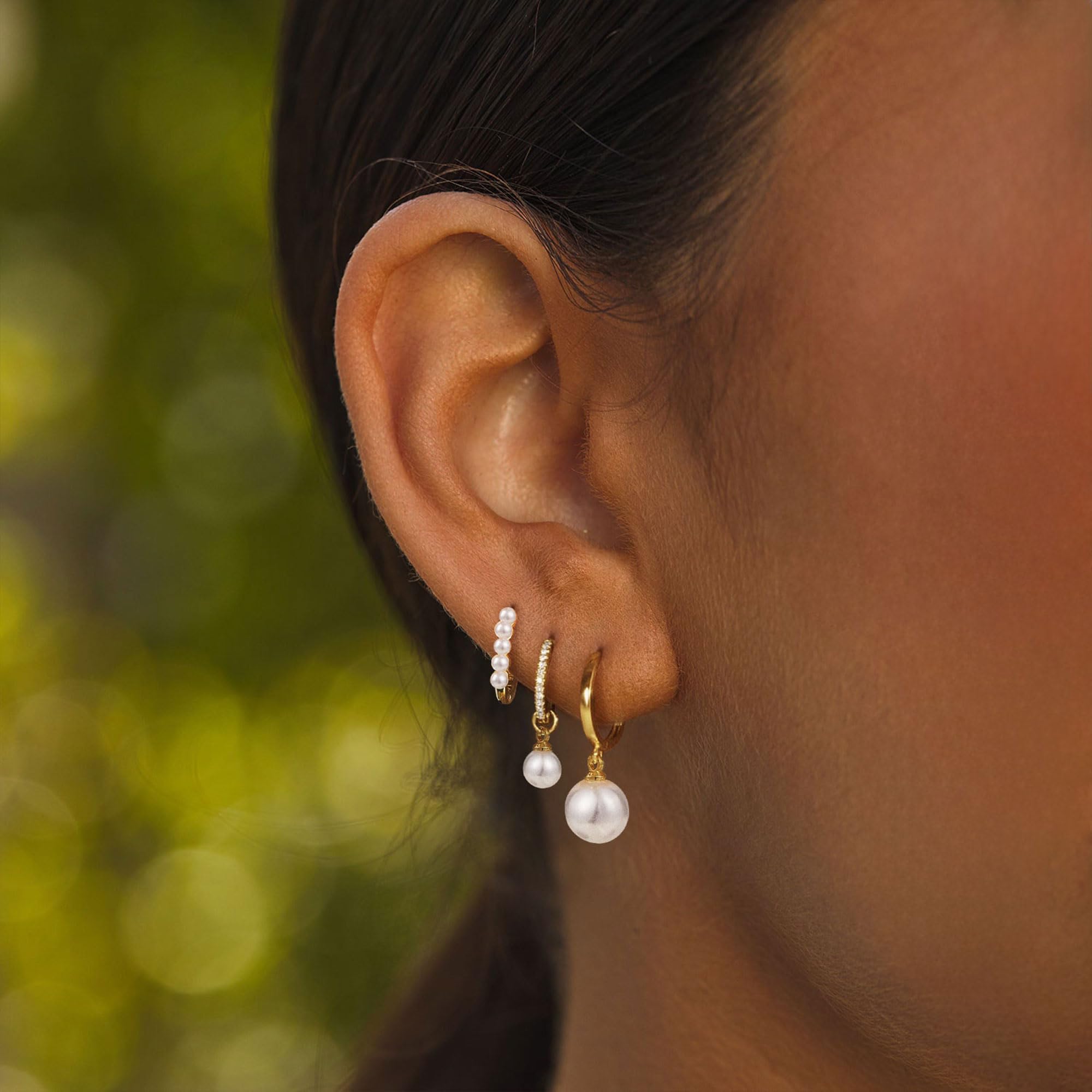 Elegant Gold Earrings for Women - Dainty Cubic Zirconia Studs & Pearl Hoop Earring Set, Trendy 18K Gold Plated Jewelry | Perfect for Parties, Weddings & Everyday Wear