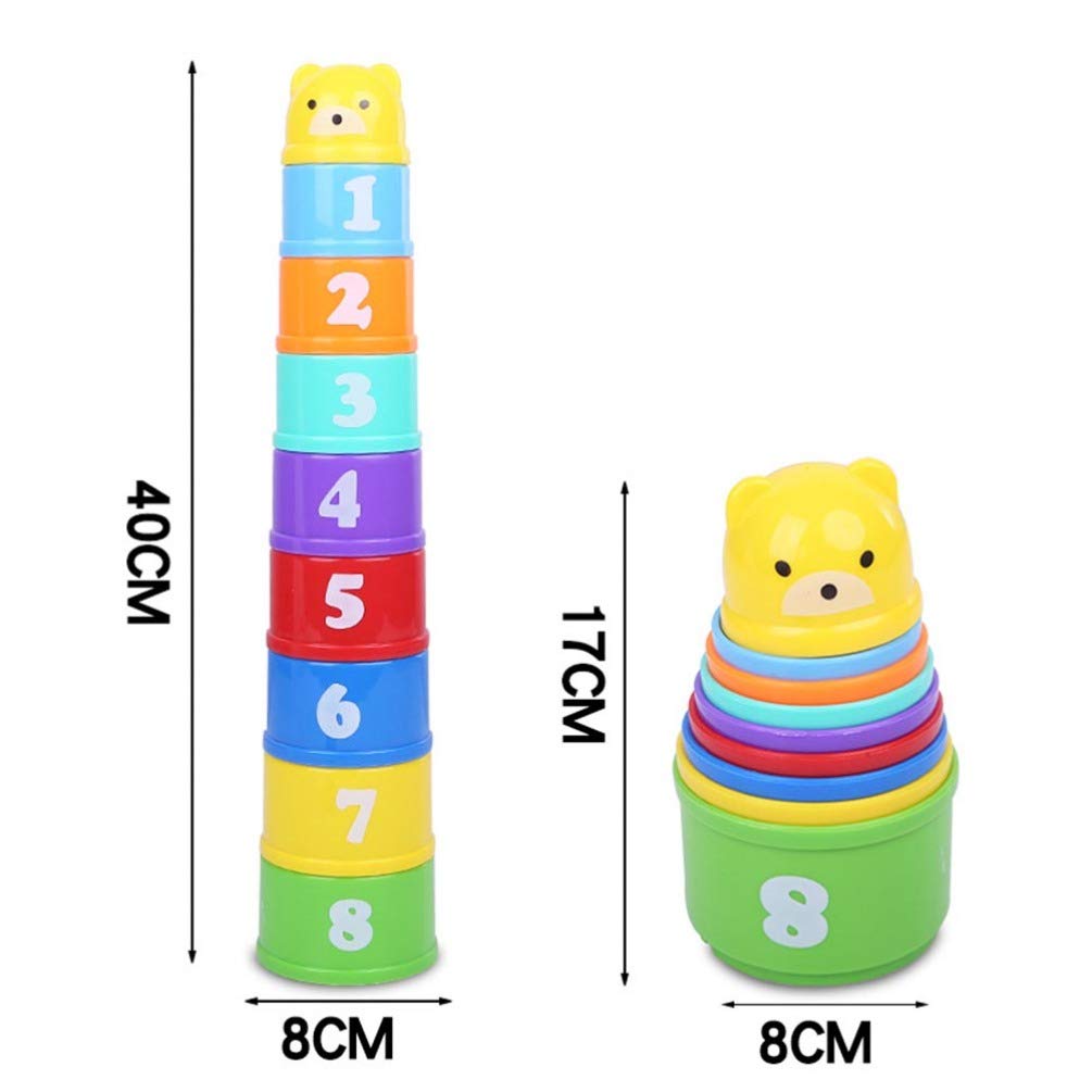 POPETPOP 9pcs Bird Stacking Cup Toys - Interactive Parrot Training & Chewing Toys for Parakeets, Cockatiels | Educational Cage Enrichment for Mental Stimulation & Playtime Fun
