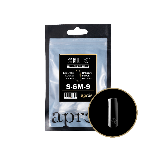 Apres Gel X Refill Tips 2.0 (50pc) - Sculpted Medium Square Nail Extensions for Professional Salon & DIY Manicure at Home