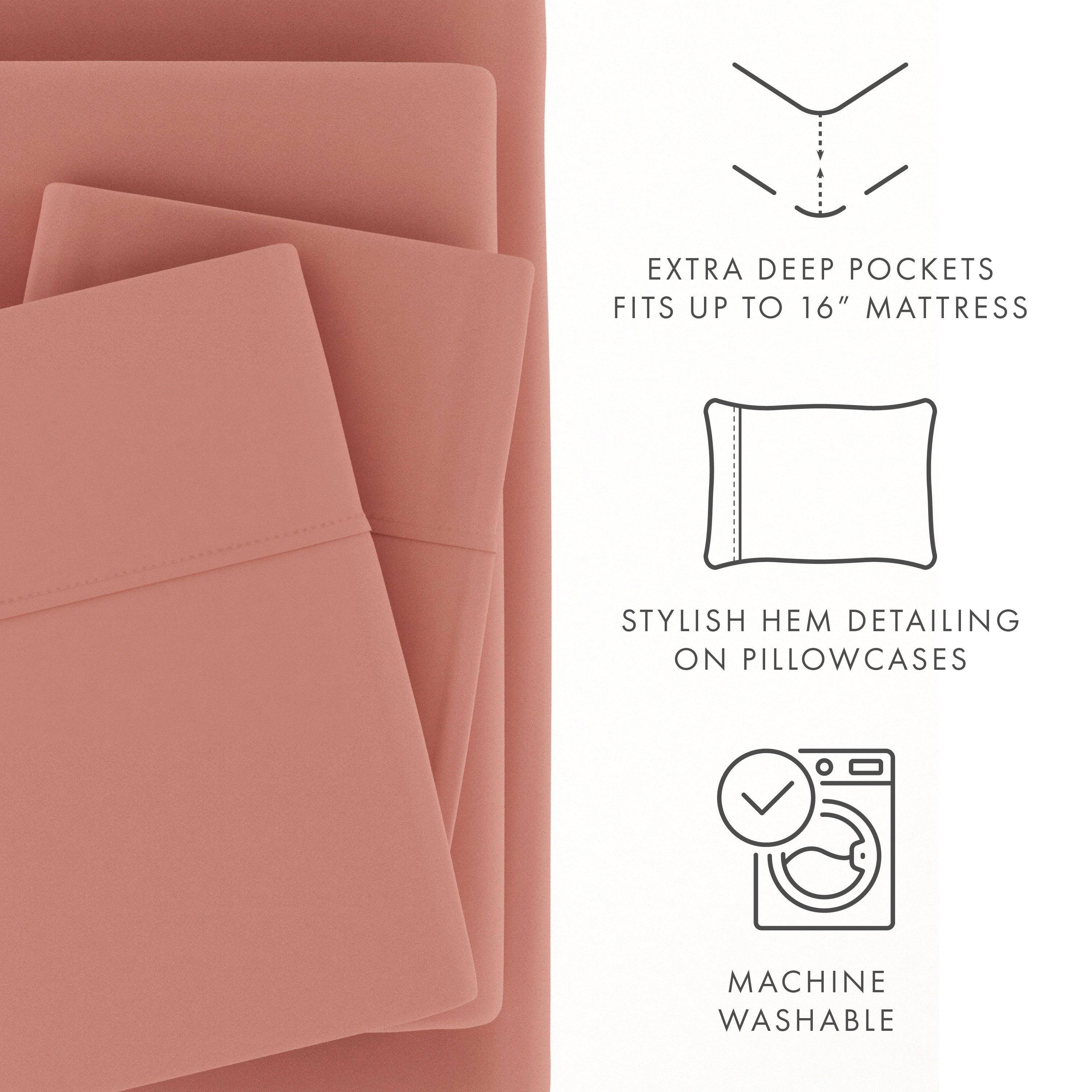 4-Piece Luxury Bed Sheet Set - Soft & Breathable Cotton - Queen Size - Perfect for Bedroom, Guest Room & Dorm - Easy Care & Wrinkle Resistant