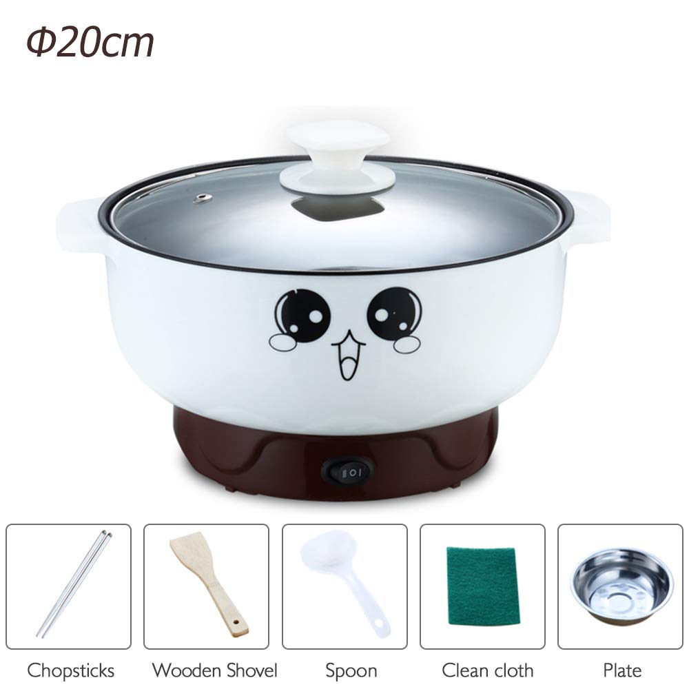 4-in-1 Multifunction Electric Skillet with Lid - Nonstick Stainless Steel Small Electric Stockpot, Hot Pot, Noodles & Rice Cooker - Steamed Egg, Soup, Porridge & Fried Cooking - 110V (2.3L) - Perfect for Dorms, Apartments & Small Kitchens