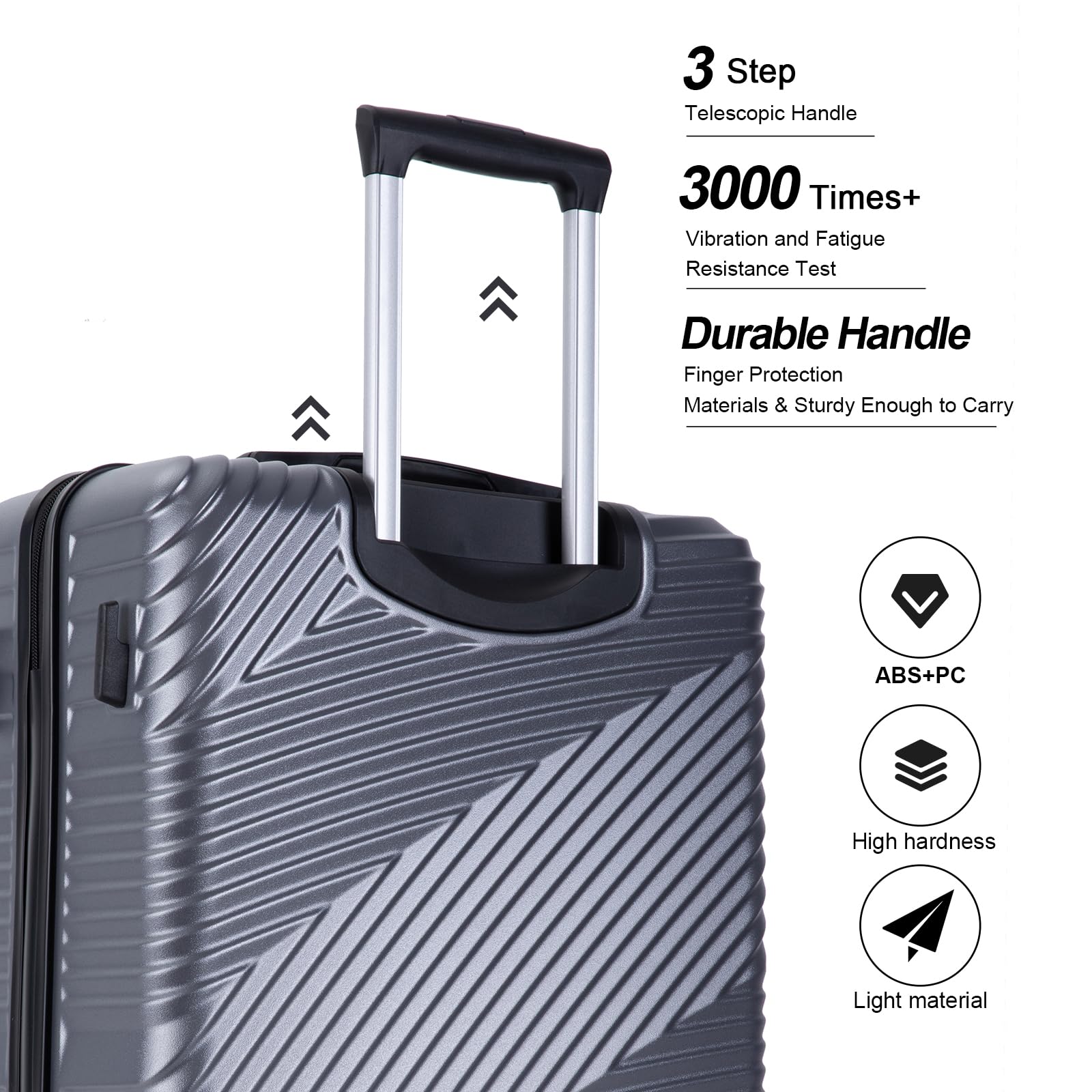 Durable Lightweight Hardside Luggage Set with Spinner Wheels & TSA Lock - 3-Piece Carry-On Suitcase (20