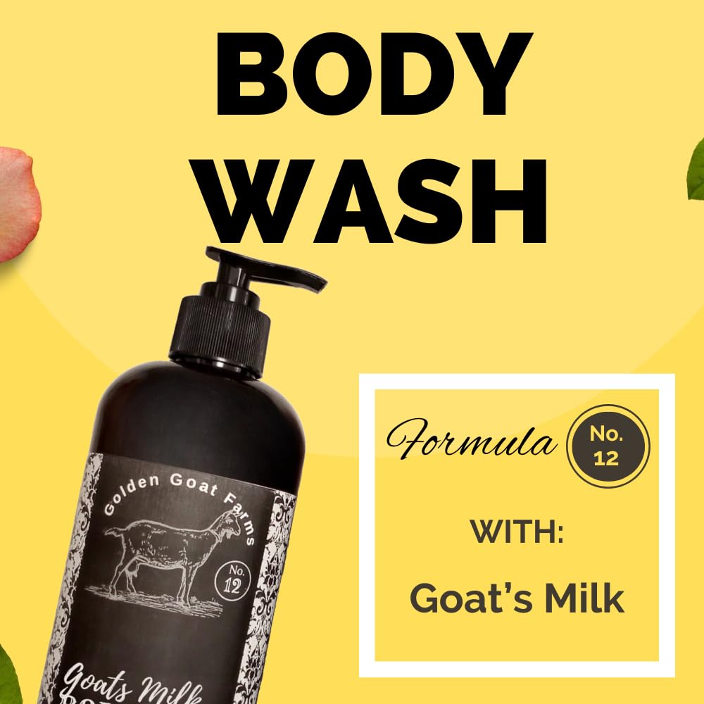 Golden Goat Farms White Tea & Apricot Scented Goat Milk Body Wash - 32 Oz, Hydrating & Nourishing for Dry Skin - Perfect for Daily Shower & Spa Relaxation at Home