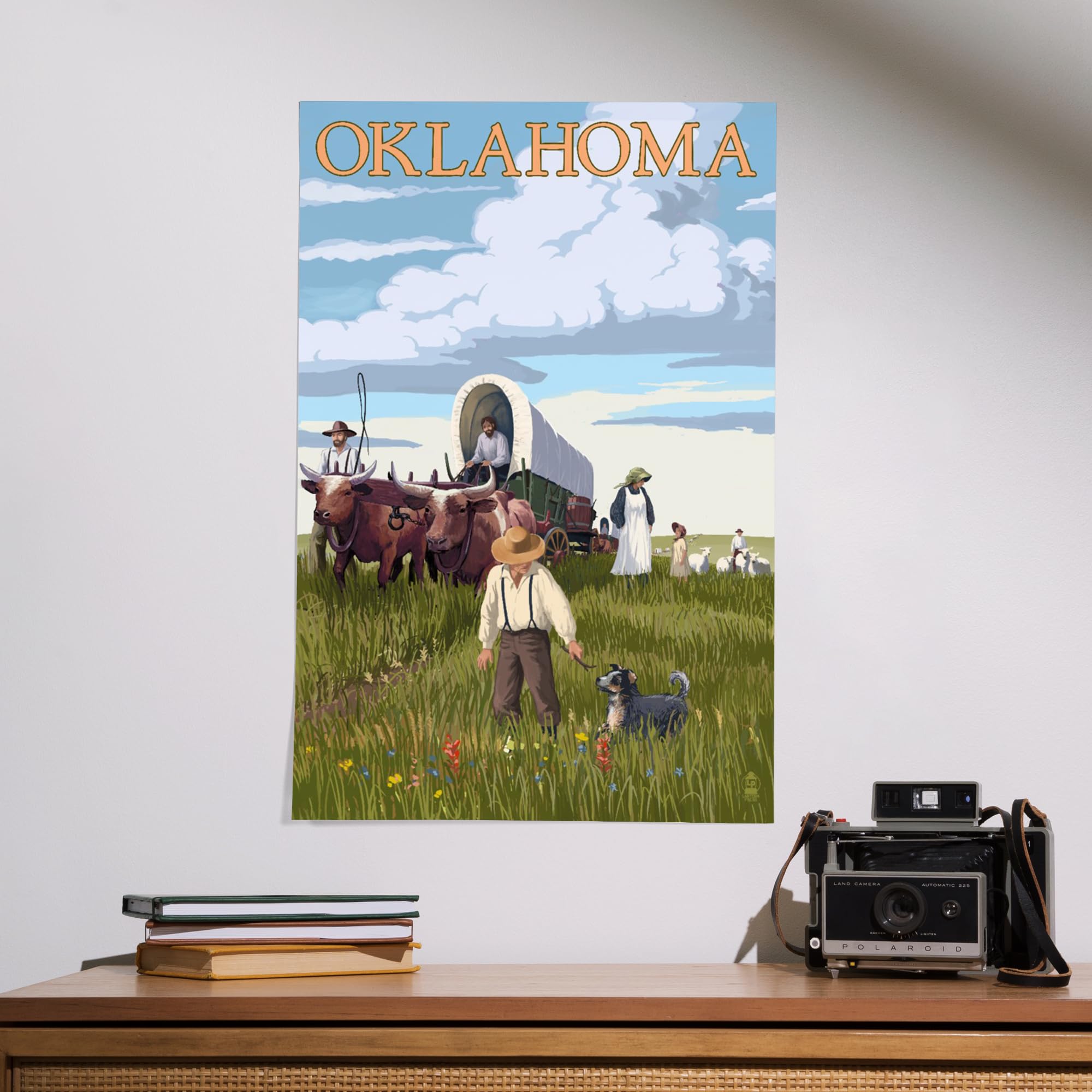 Lantern Press 16x24 Inch Giclee Art Print - Oklahoma Wagon Scene Landscape Wall Decor | Perfect for Living Room, Bedroom & Office