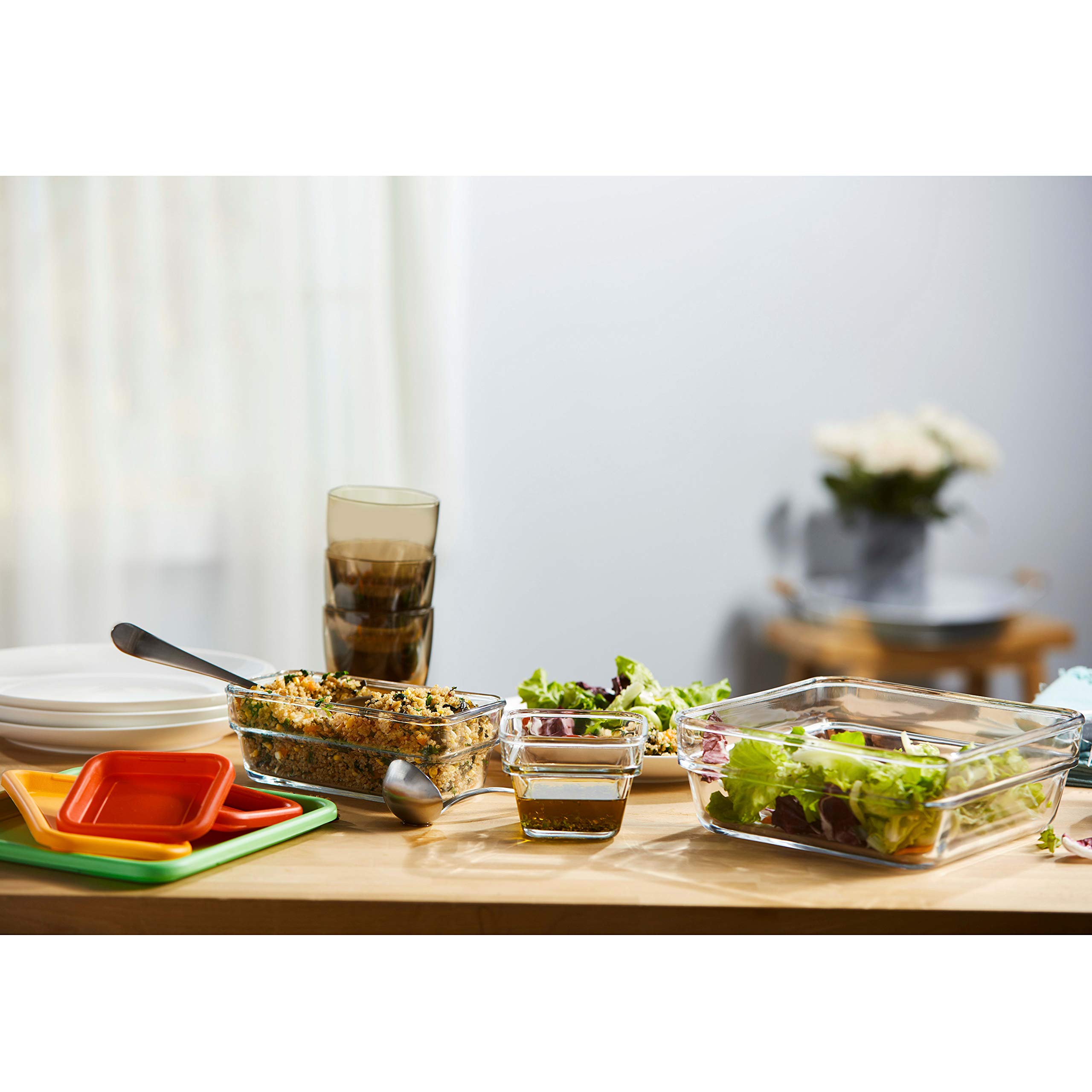 Libbey Stackable Large Glass Food Storage Containers with Airtight Lids - 4-Piece Set for Pantry Organization & Meal Prep