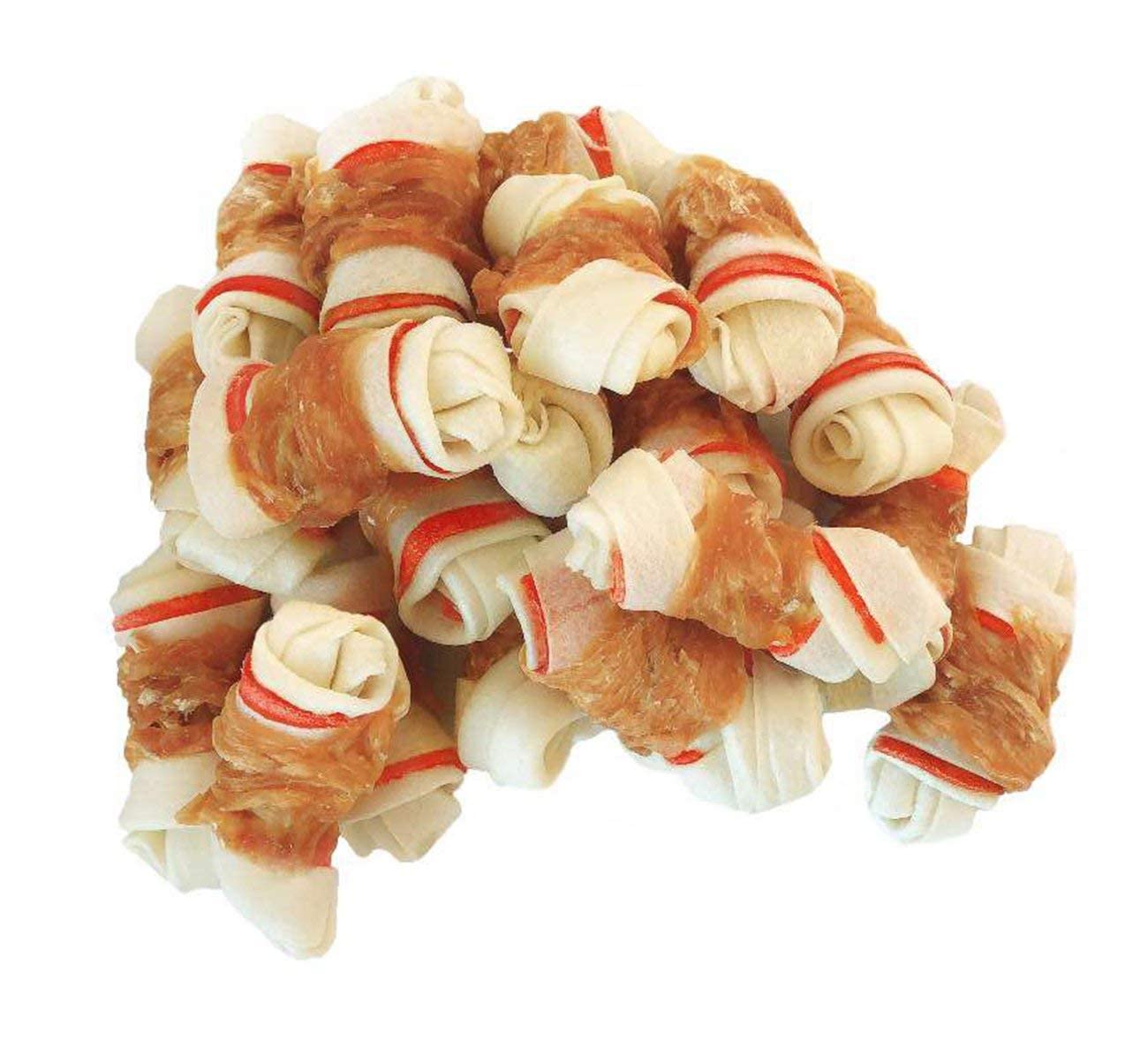 Chicken Wrapped Rawhide Dog Treats for Small Dogs - Healthy Chewing Snacks for Puppies at Home & Outdoors