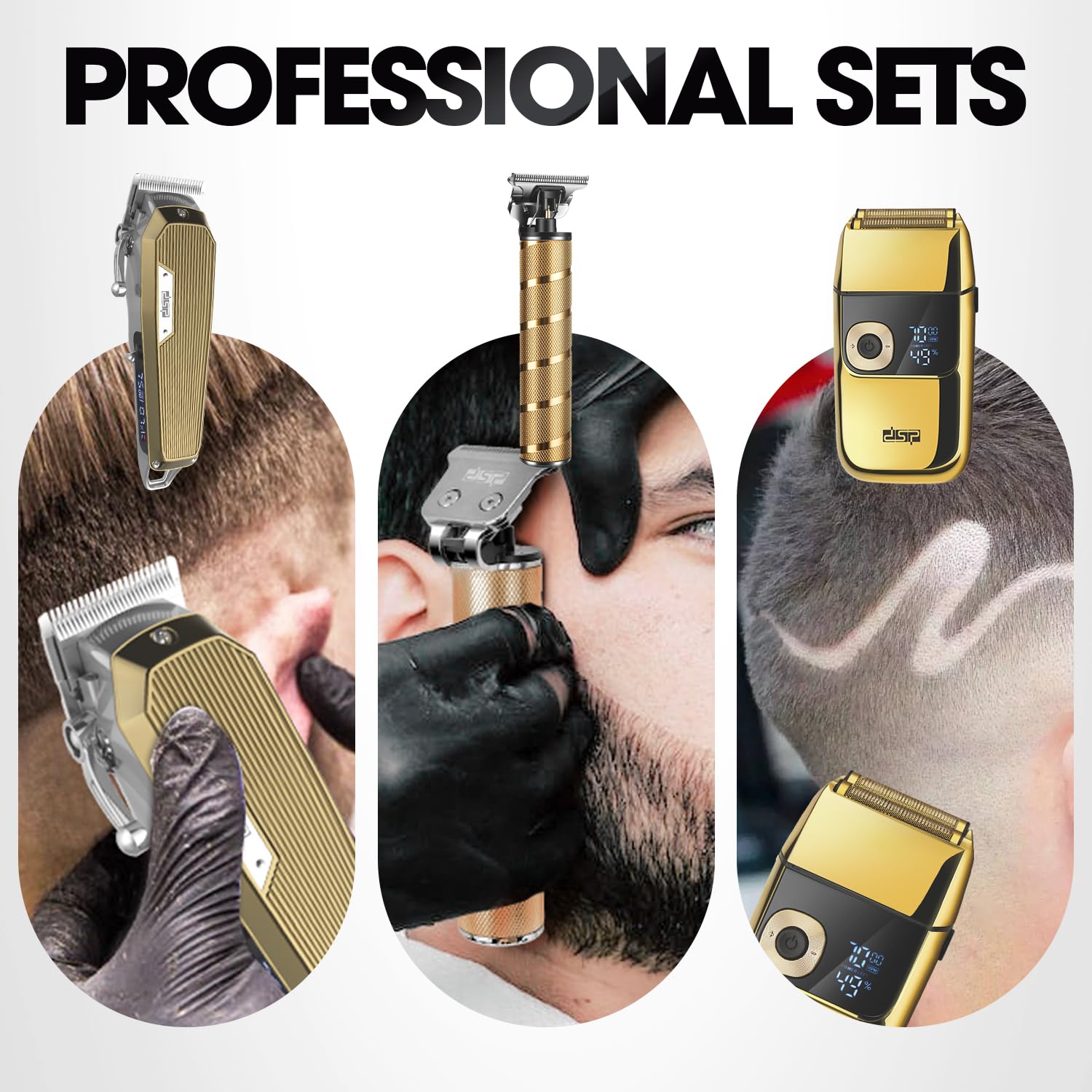 DSP® Professional Cordless Hair Clippers & Trimmers Set for Men - Bald Shaver, Beard Trimmer & Grooming Kit - Complete Home Barber Set for DIY Haircuts & Beard Styling (Great for Travel & Gifts)