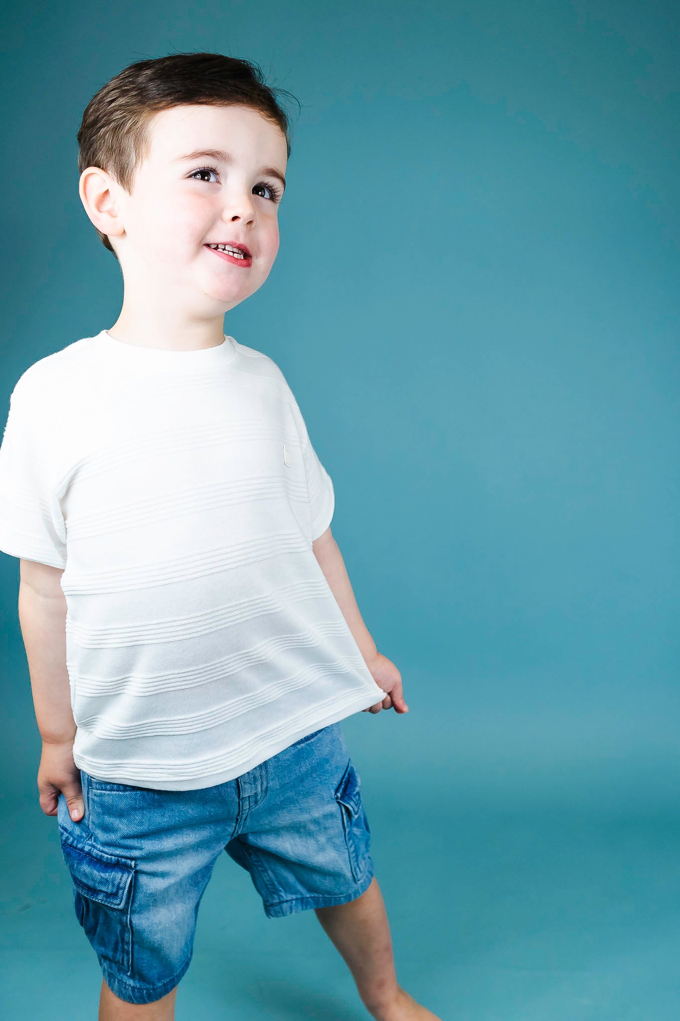 Soft Cream Sweater T-Shirt for Boys - Comfortable Cotton Blend Top for Casual Wear, School & Playdates