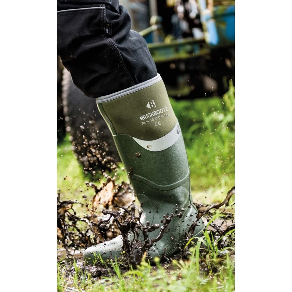 Buckbootz BBZ6000BK Black Safety Wellington Boots - Waterproof, Slip-Resistant Work Boots for Construction, Farming & Outdoor Activities