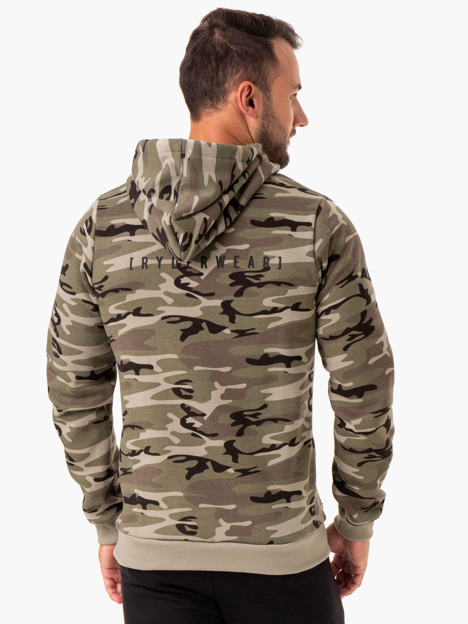 Camo Tech Pullover Hoodie for Men - Khaki Camouflage Hooded Sweatshirt | Outdoor Hunting, Hiking & Casual Wear