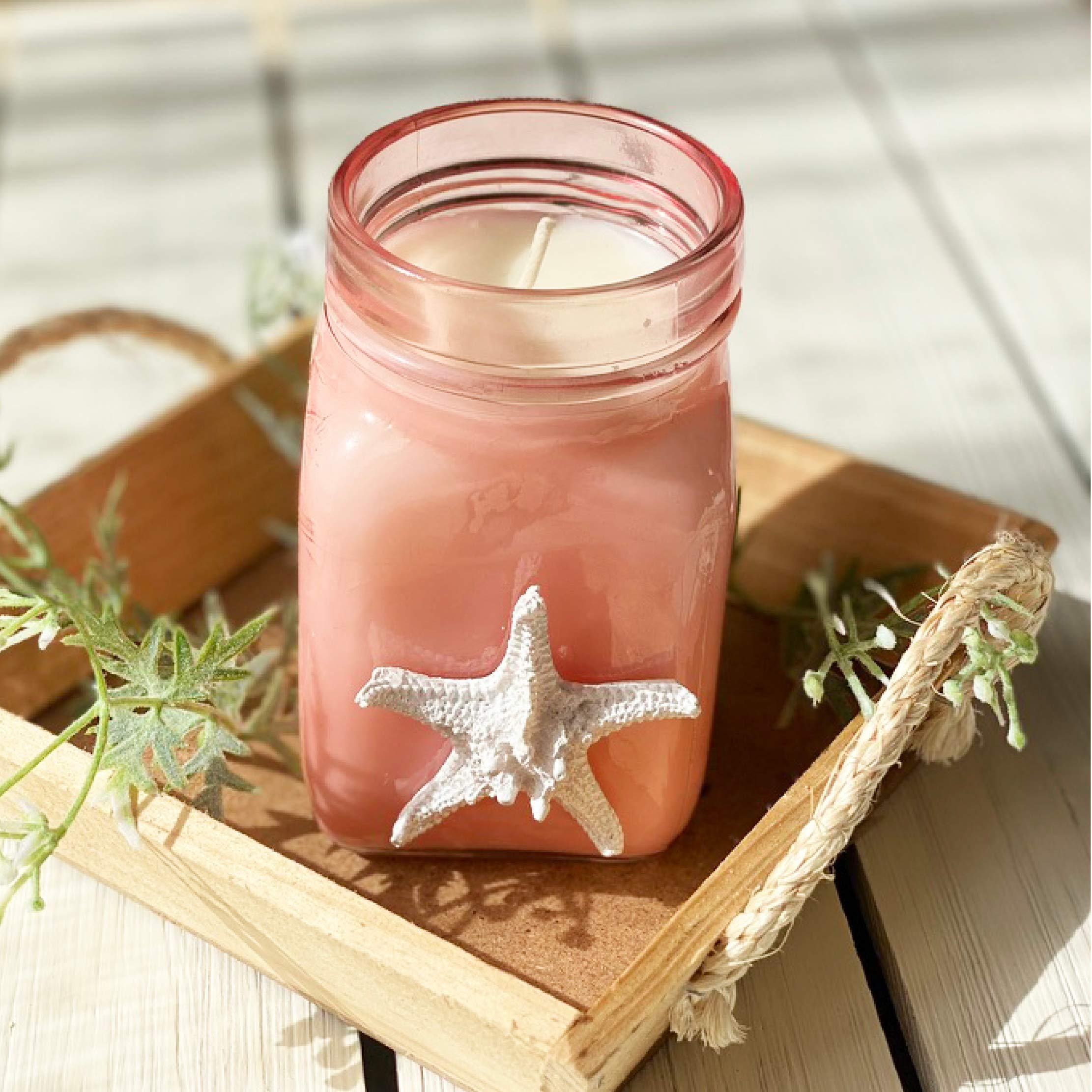 Artisan Hand-Poured Mermaid Shore Soy Wax Candle - 8oz Natural Coastal Candle with Long-Lasting Pink Sands Citrus Fragrance (50+ Hours Burn Time) - Perfect for Beach House Decor, Spa Relaxation & Romantic Gifts