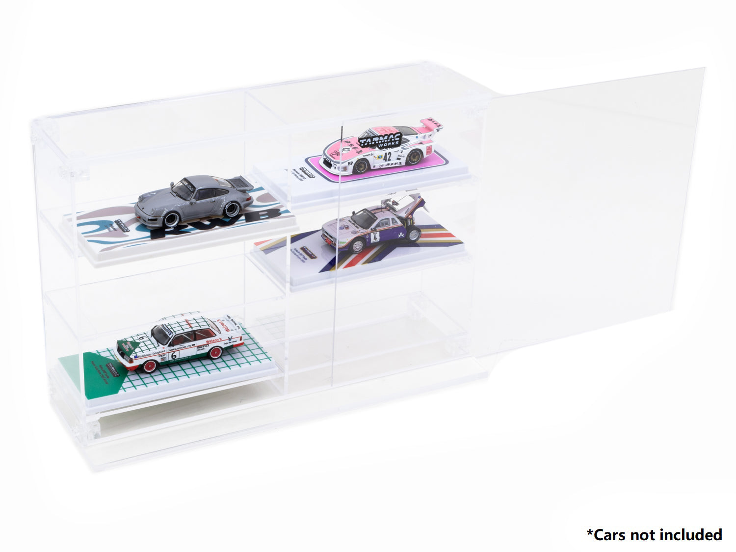 Tarmac Works 1/64 Scale Diecast Car Display Case - 6 Slot Acrylic Showcase for Hot Wheels & Model Cars Collection - Perfect for Home, Office, or Gift Display