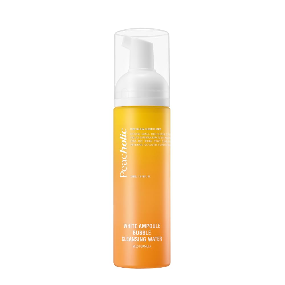 Peacholic Tranexamic Acid Ampoule Bubble Cleansing Water - Gentle Makeup Remover with Plant-Based Bubbles for All Skin Types (6.76 fl.oz) - Perfect for Daily Skincare Routine & Deep Cleansing After Makeup
