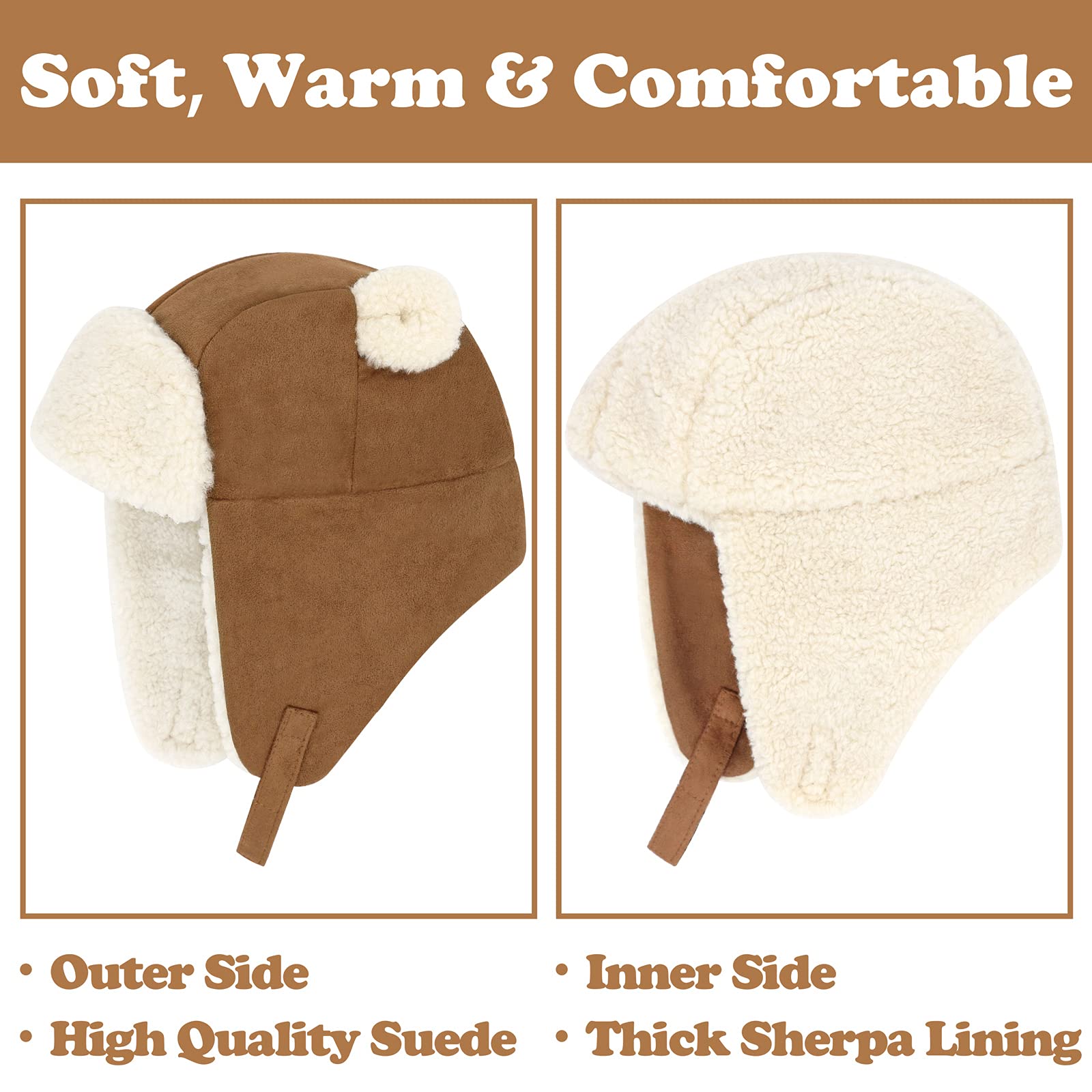 Sherpa Toddler Winter Hat with Bear Ears - Warm Baby Boy & Girl Beanie for Cold Weather - Cozy Infant Winter Hat for Outdoor Play, Snow Days & Holiday Photos