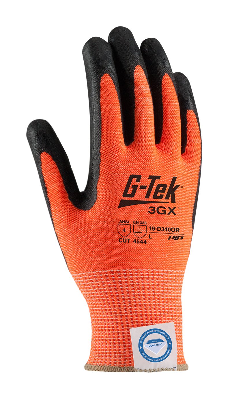 Dyneema Diamond Seamless Knit Gloves with Nitrile Coated Foam Grip - XS Size (19-D340OR) - Perfect for Construction, Mechanics & Outdoor Work
