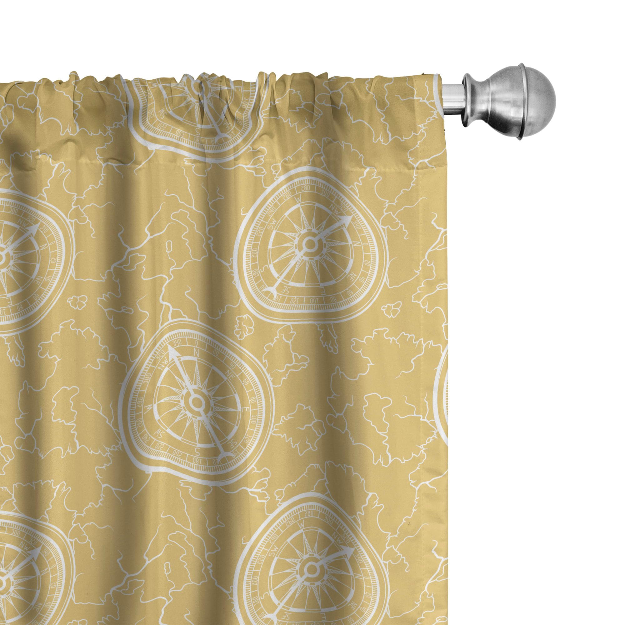 Ambesonne Nautical Compass Window Curtains Set of 2 - Vintage Map & Navigation Tool Print Lightweight Decorative Panels with Rod Pocket, 56