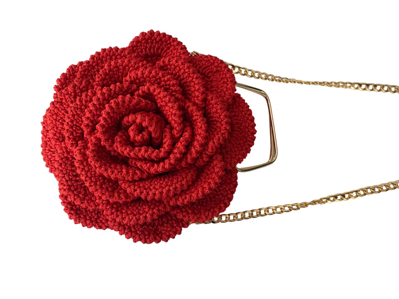 Elegant Rose Shaped Crochet Clutch Purse for Women - Beige & Orange Handmade Flower Bag (Red Option) | Perfect Gift for Weddings, Date Nights & Special Occasions