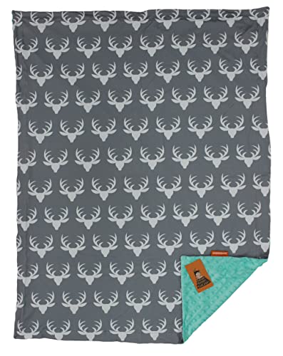 Bb Antlers on Grey, Mint Minky