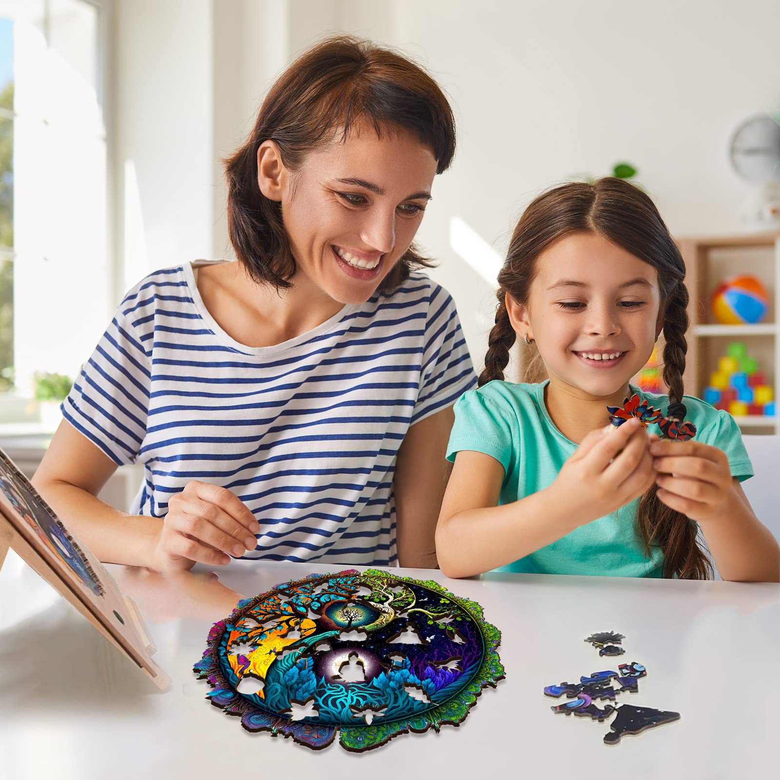 Premium 200-Piece Wooden Jigsaw Puzzle for Adults - Unique Tree-Shaped Challenging Puzzle (11.8x11.8 Inches) - Perfect for Stress Relief, Family Game Night & Home Decor