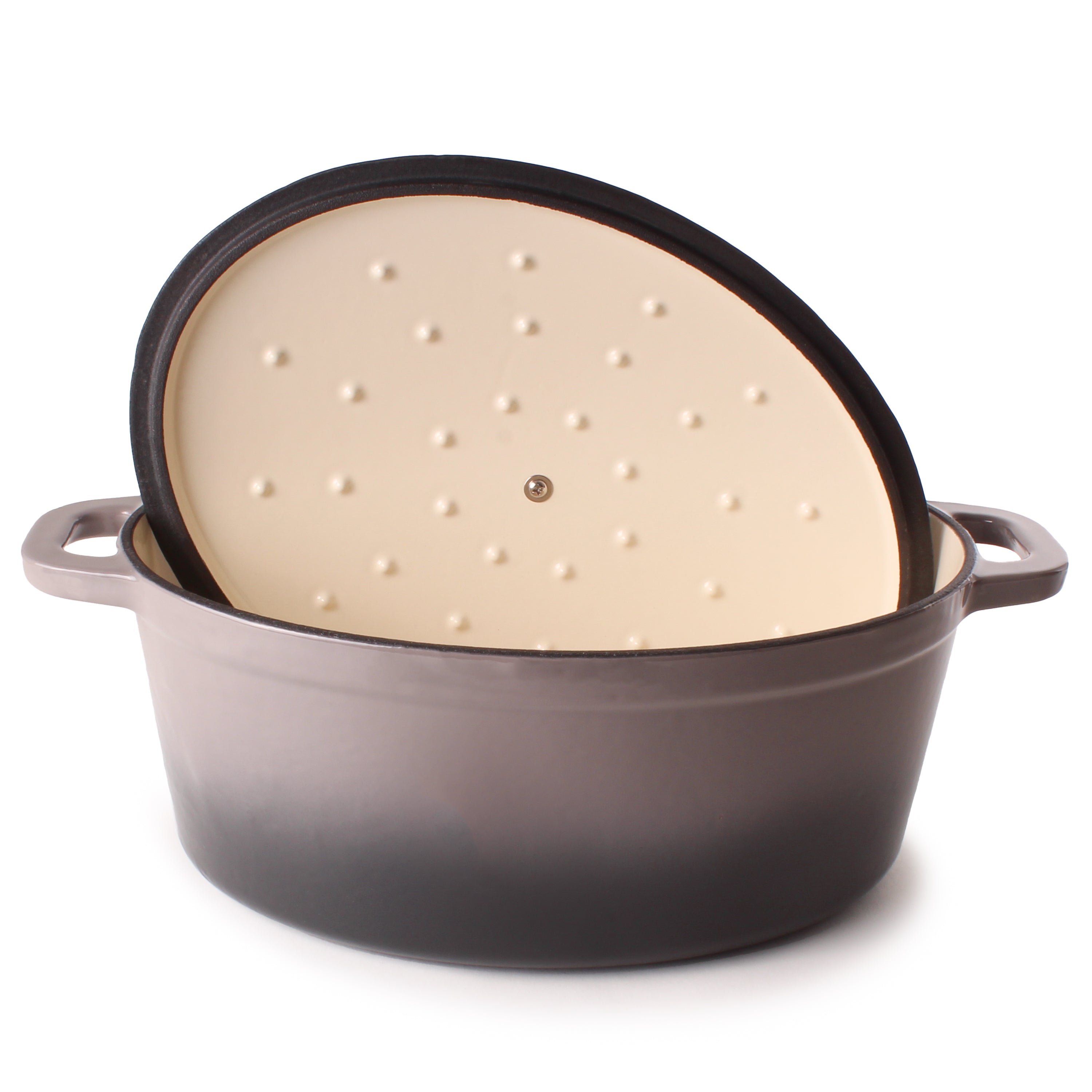 BergHOFF Neo 5-Piece Cast Iron Dutch Oven Set with 10-Inch Fry Pan, 5qt & 8qt Oval Oven - Perfect for Braising, Roasting, and Slow Cooking at Home or Camping