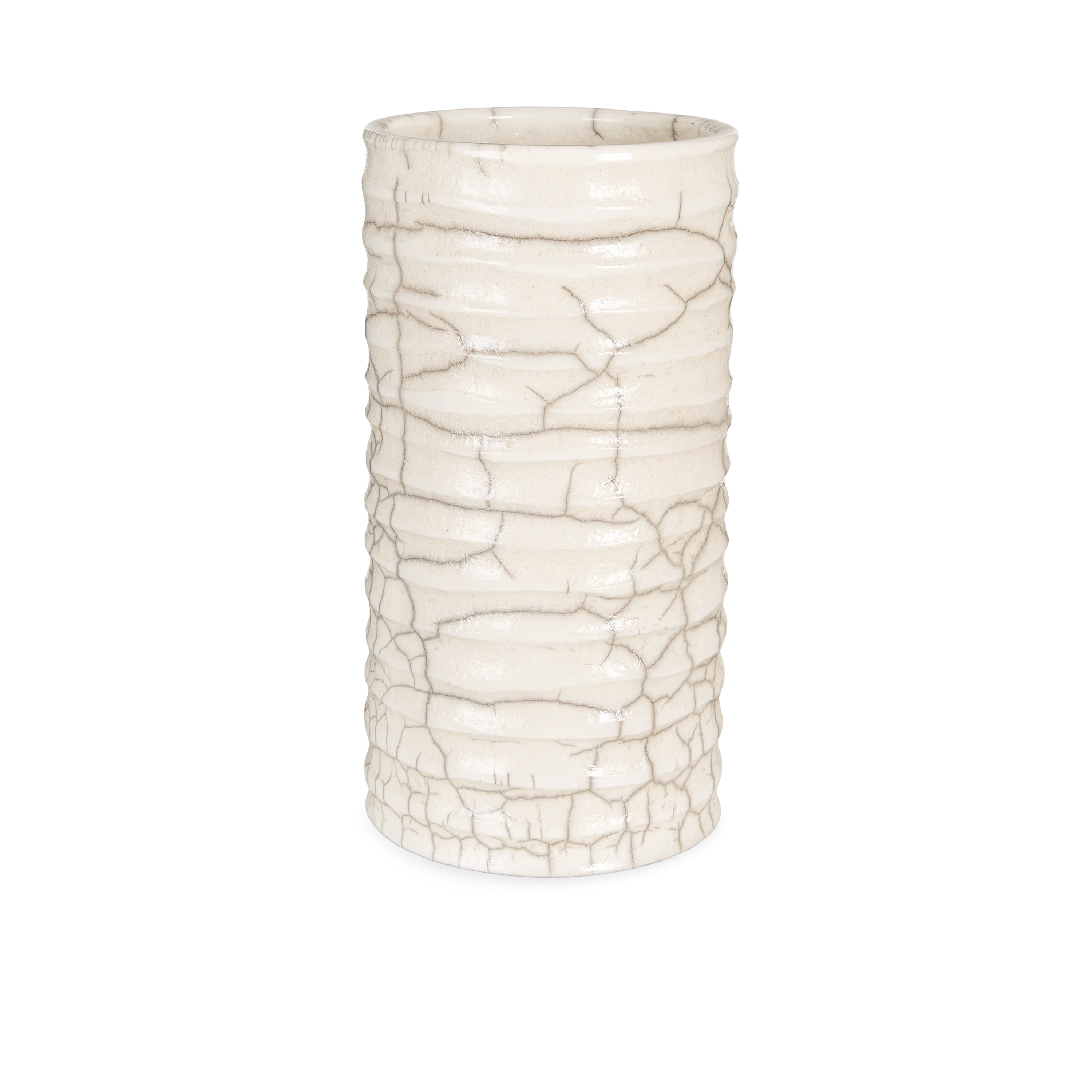 Handmade Crackle Glass Cylinder Vase - Modern Home Decor for Centerpieces, Wedding Decorations & Living Room Accents