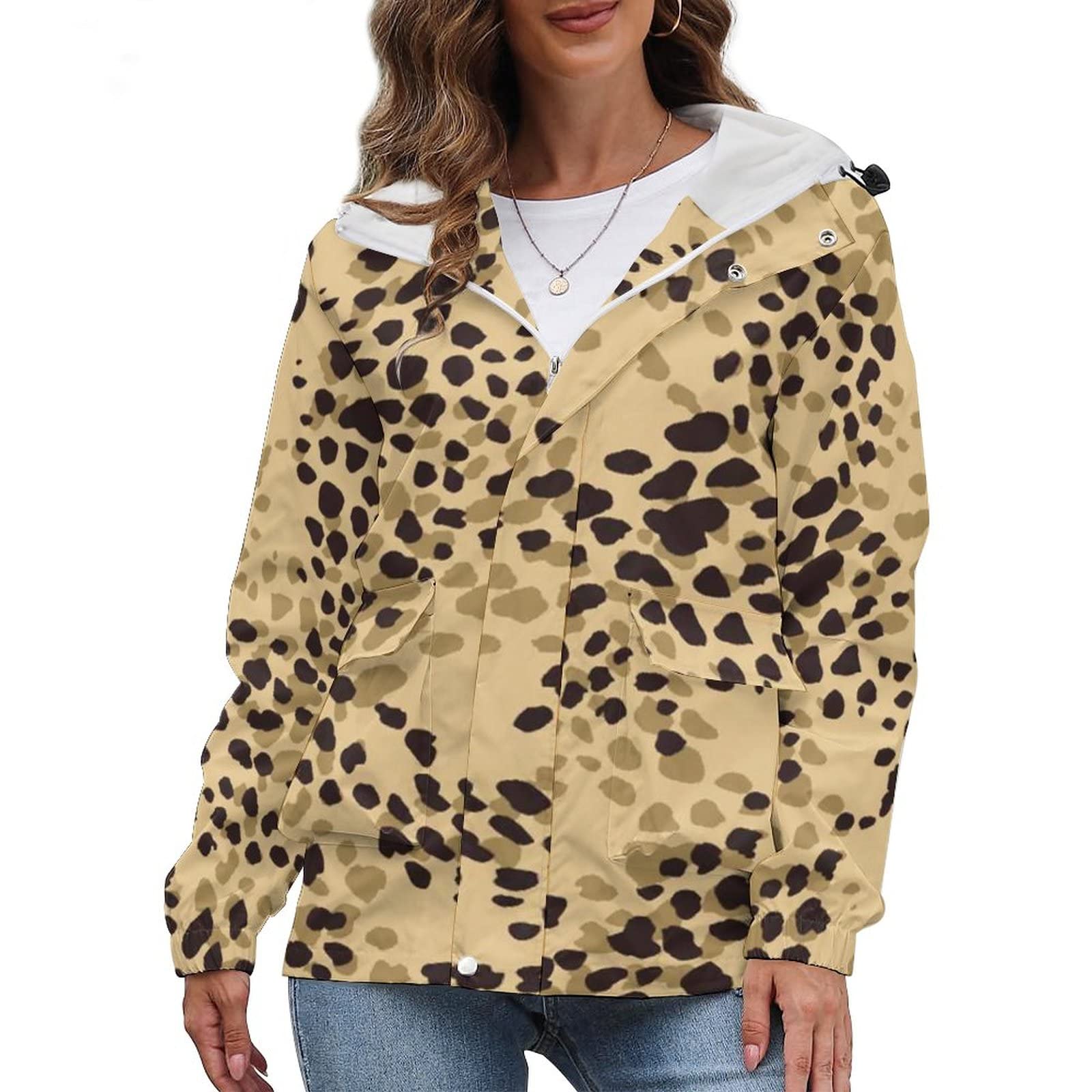 BAIKUTOUAN Women's Leopard Print Fleece Jacket with Hood - Soft Plush Warm Winter Coat for Casual Outings & Outdoor Activities