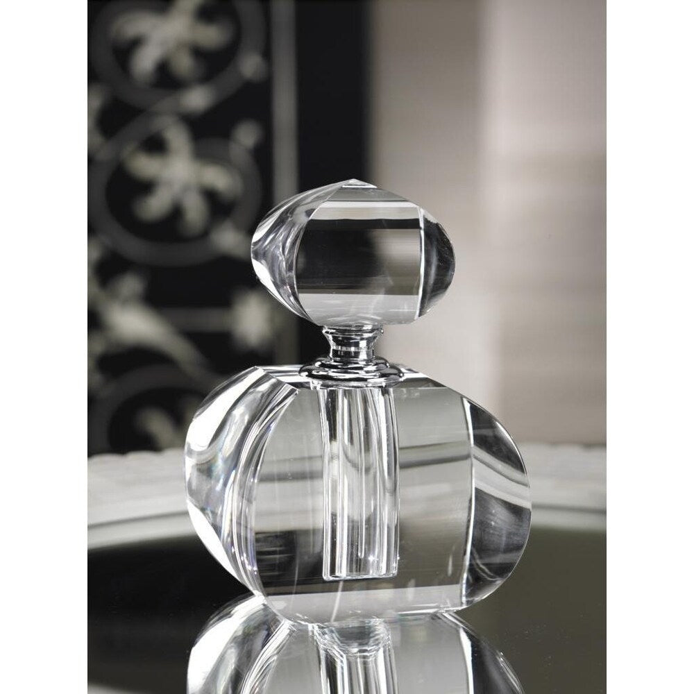 Amari 6.5 Inch Tall Glass Perfume Bottle - Elegant Curved Square Design for Fragrance Storage & Display | Perfect for Home Decor, Bathroom Vanity, and Gift Packaging