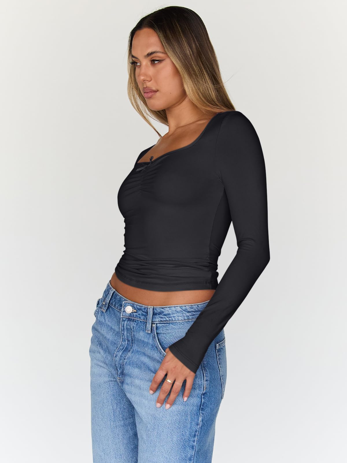 Trendy Queen Women's Long Sleeve Going Out Top - Y2K Cute Shirt for Fall Fashion 2025 | Perfect for Parties, Dates & Night Out Outfits